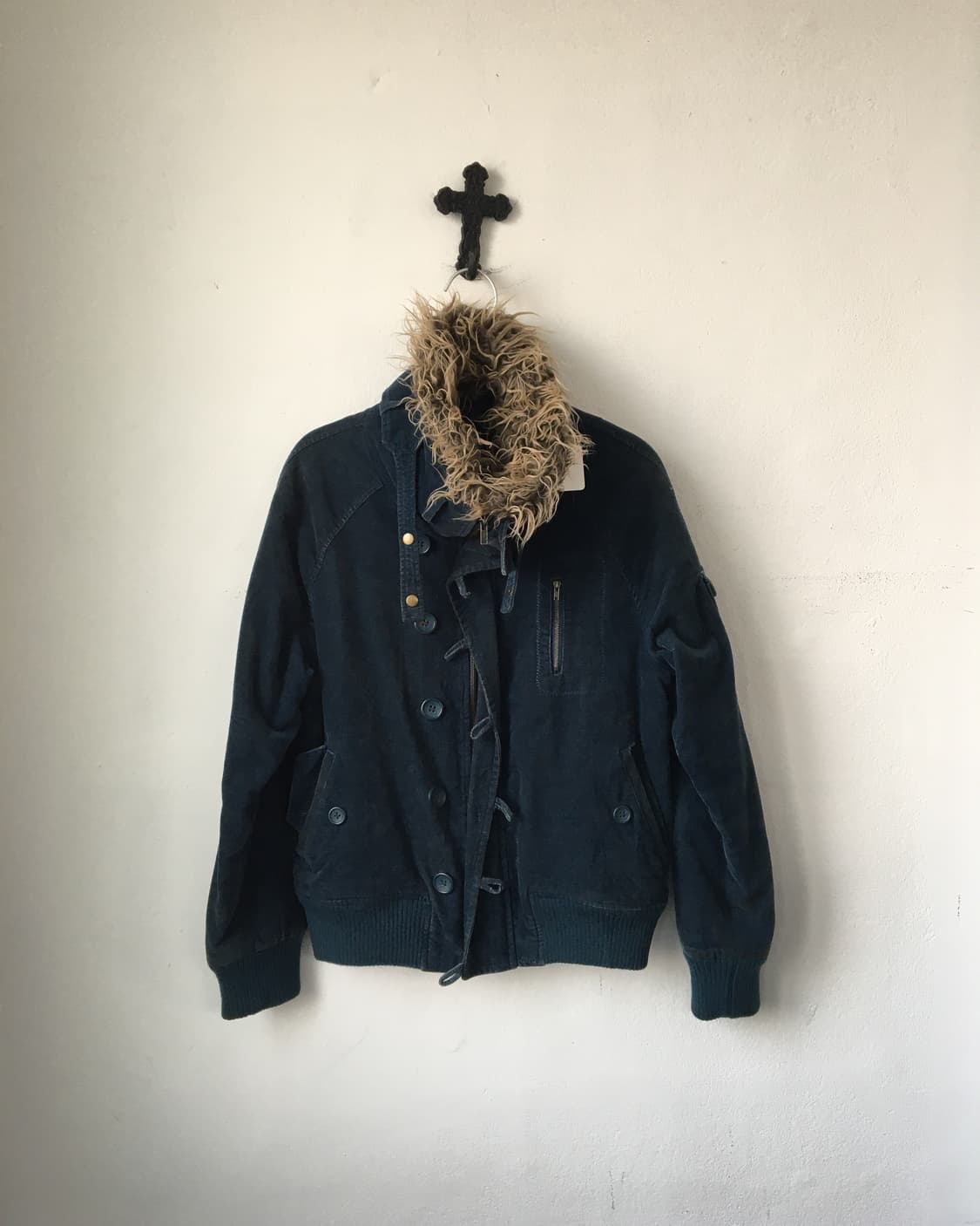 Fake fur collar high neck jacket 상품이미지2