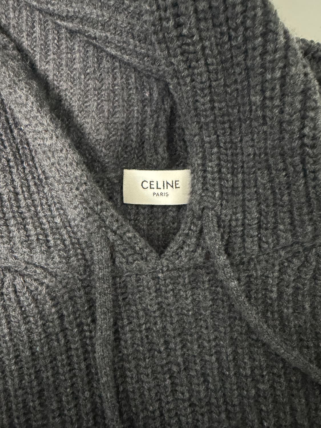 새상품 25SS 셀린느 리브드 울 후드티 M 차콜 상품이미지2