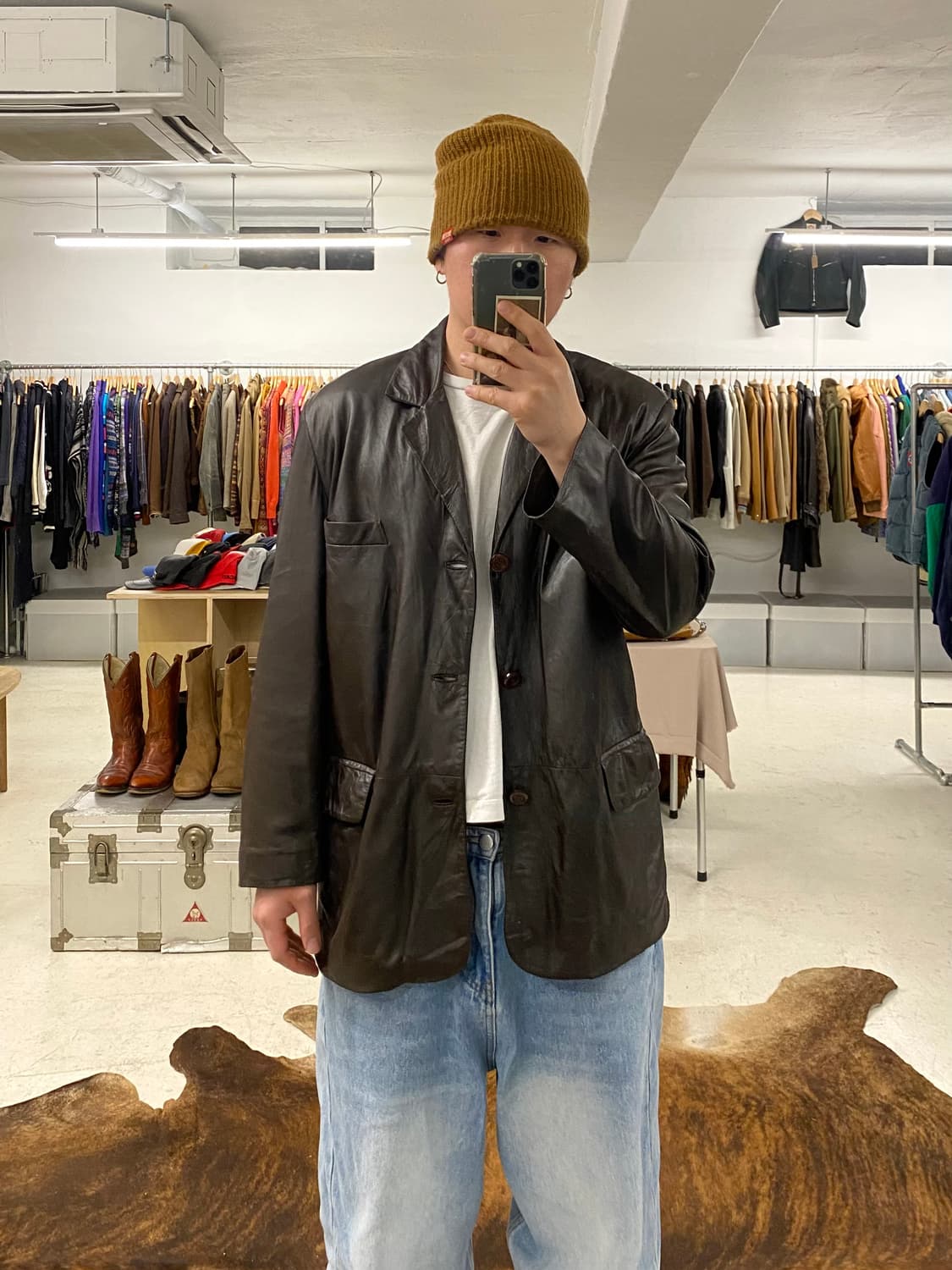 VTG leather blazer jacket 빈티지 레더 블레이저 자켓 상품이미지1