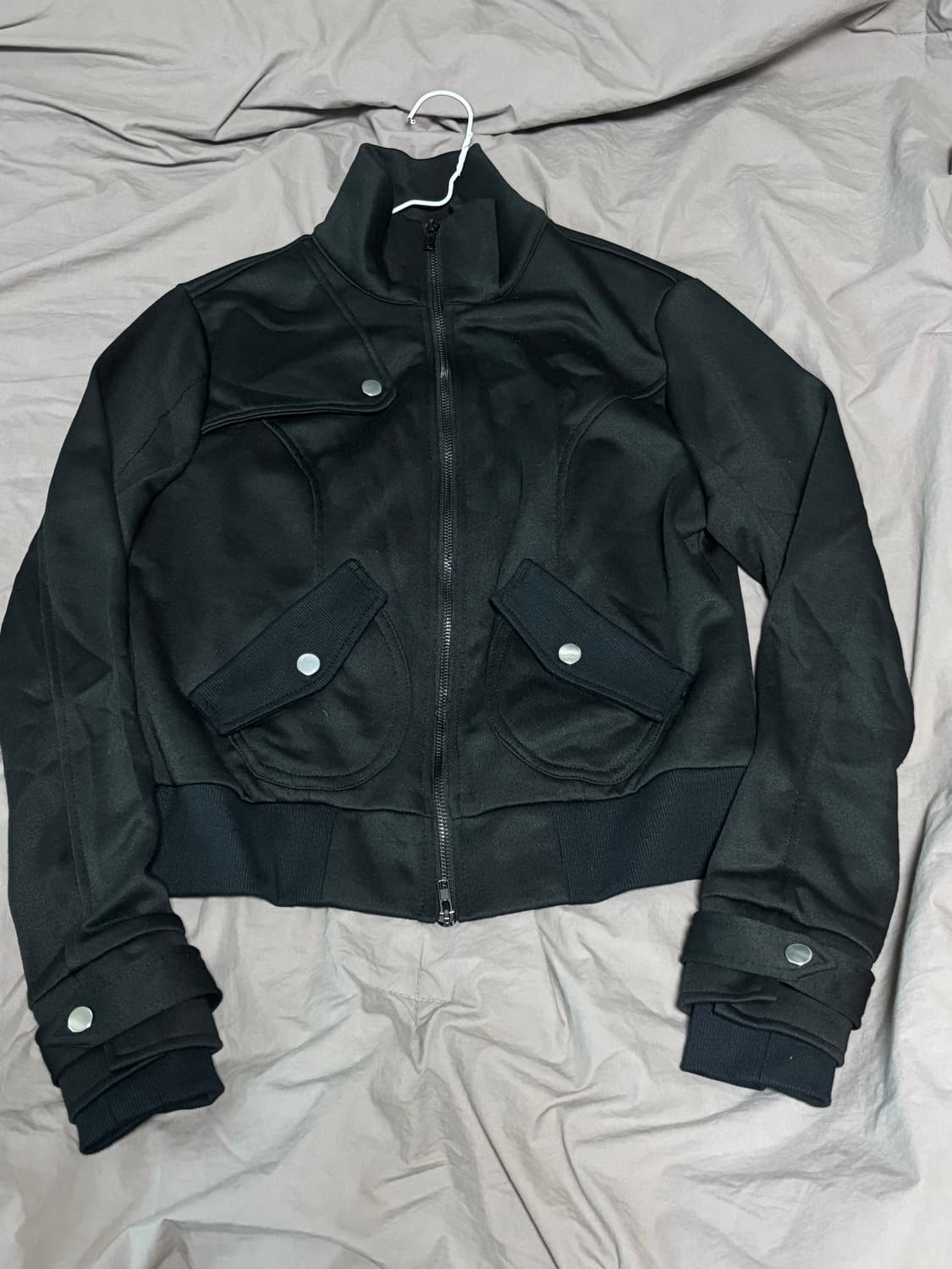 투웨이 하이넥 집업 자켓 블랙 상품이미지1