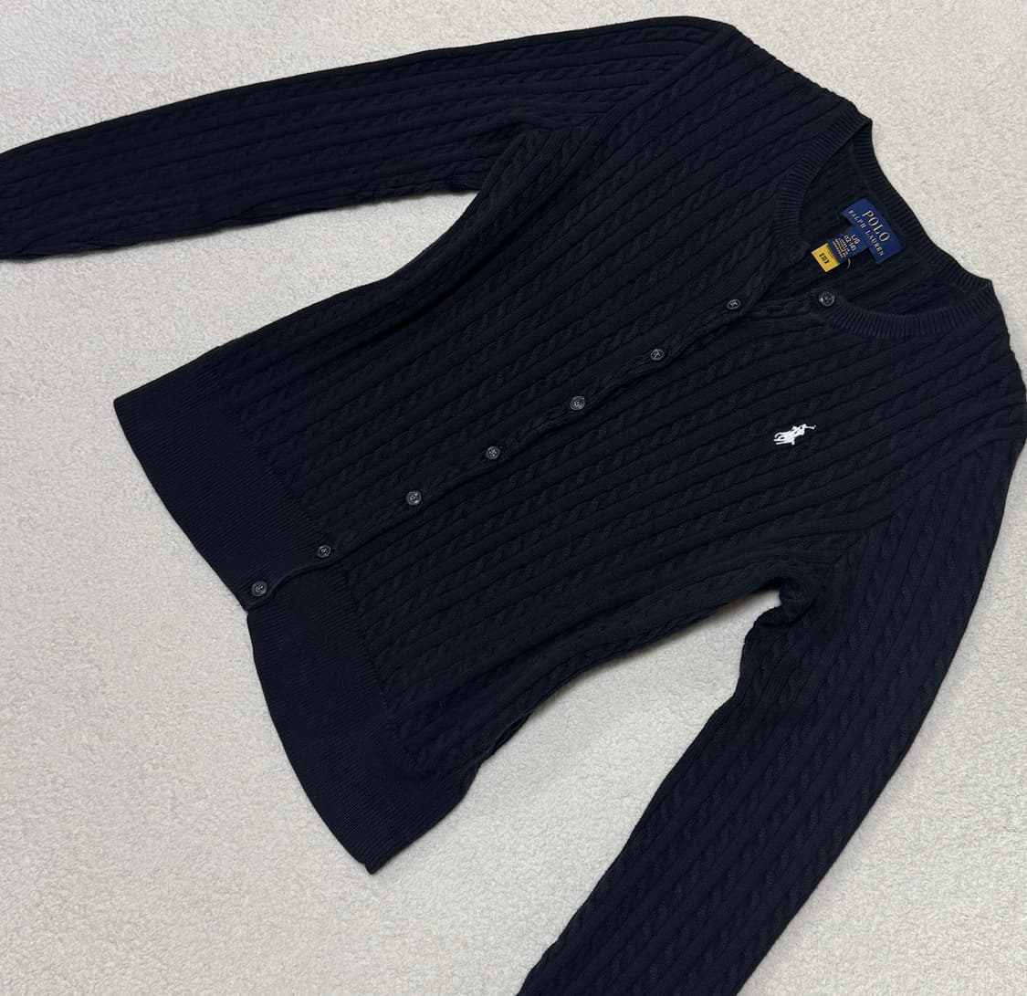 폴로 랄프로렌 걸즈 블랙 가디건 (qr) 상품이미지3