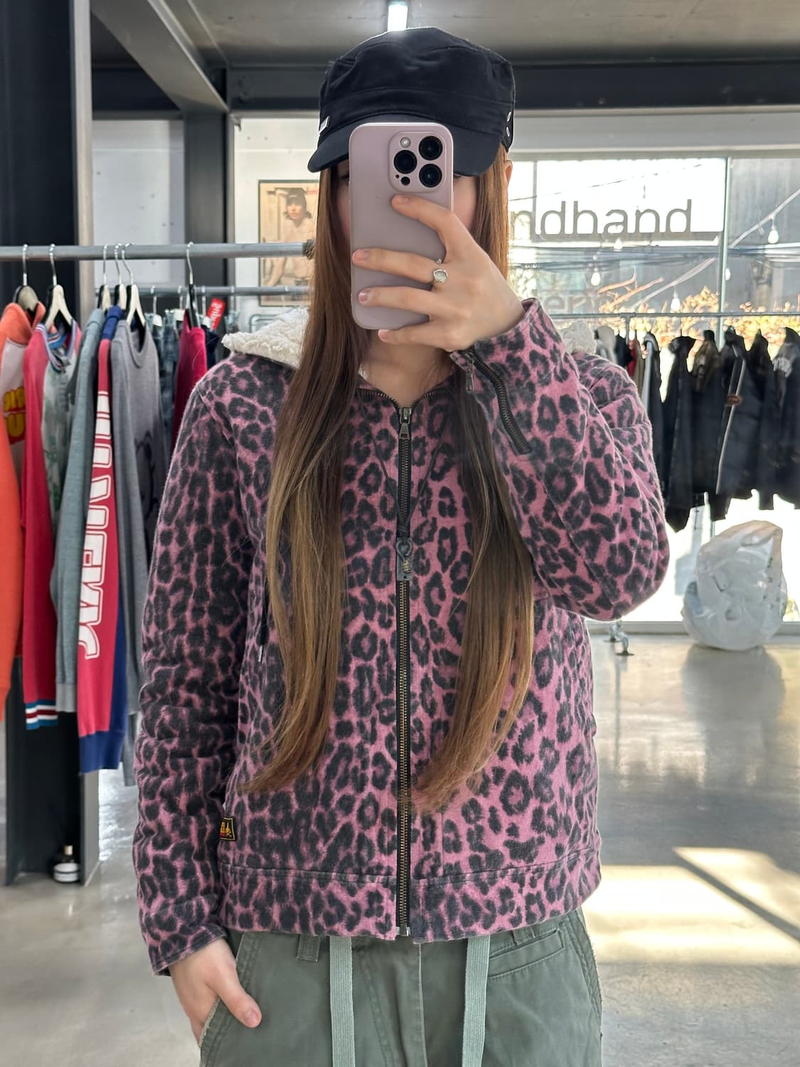 히스테릭글래머 핑크레오파드 보아털 후드자켓 상품이미지5