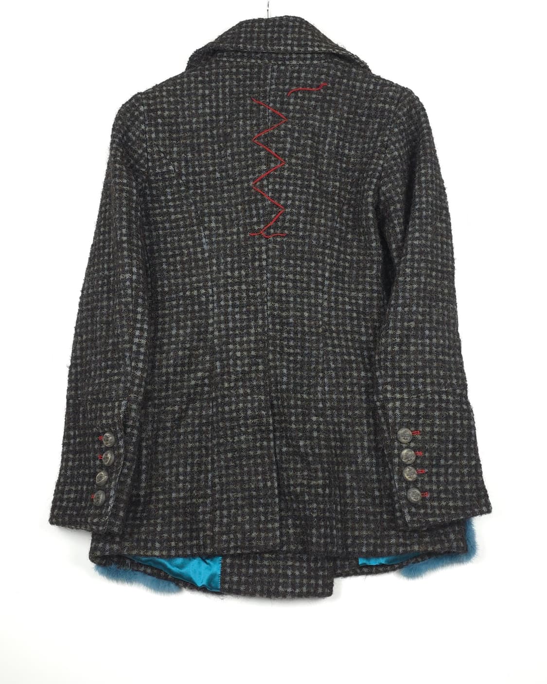 [40(XS~S)] 로스트인미 알파카 혼방 체크 반코트 상품이미지7