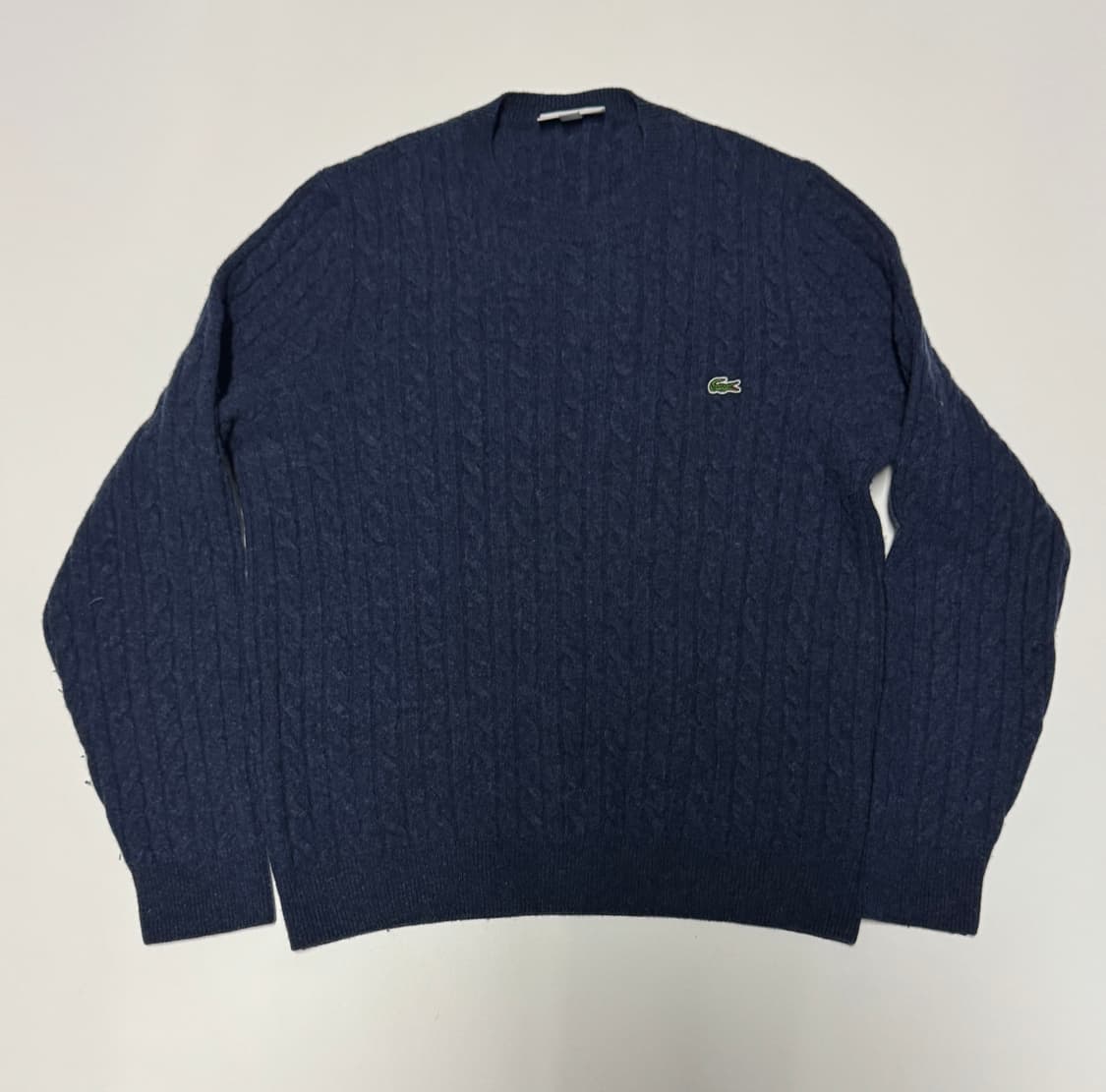 정품!! 여성 라코스테 양모 부클 꽈배기 니트 M 네이비 상품이미지1