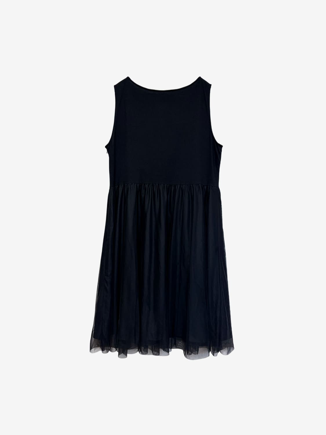 Sleeveless Sheer Layered Dress - Black 상품이미지8