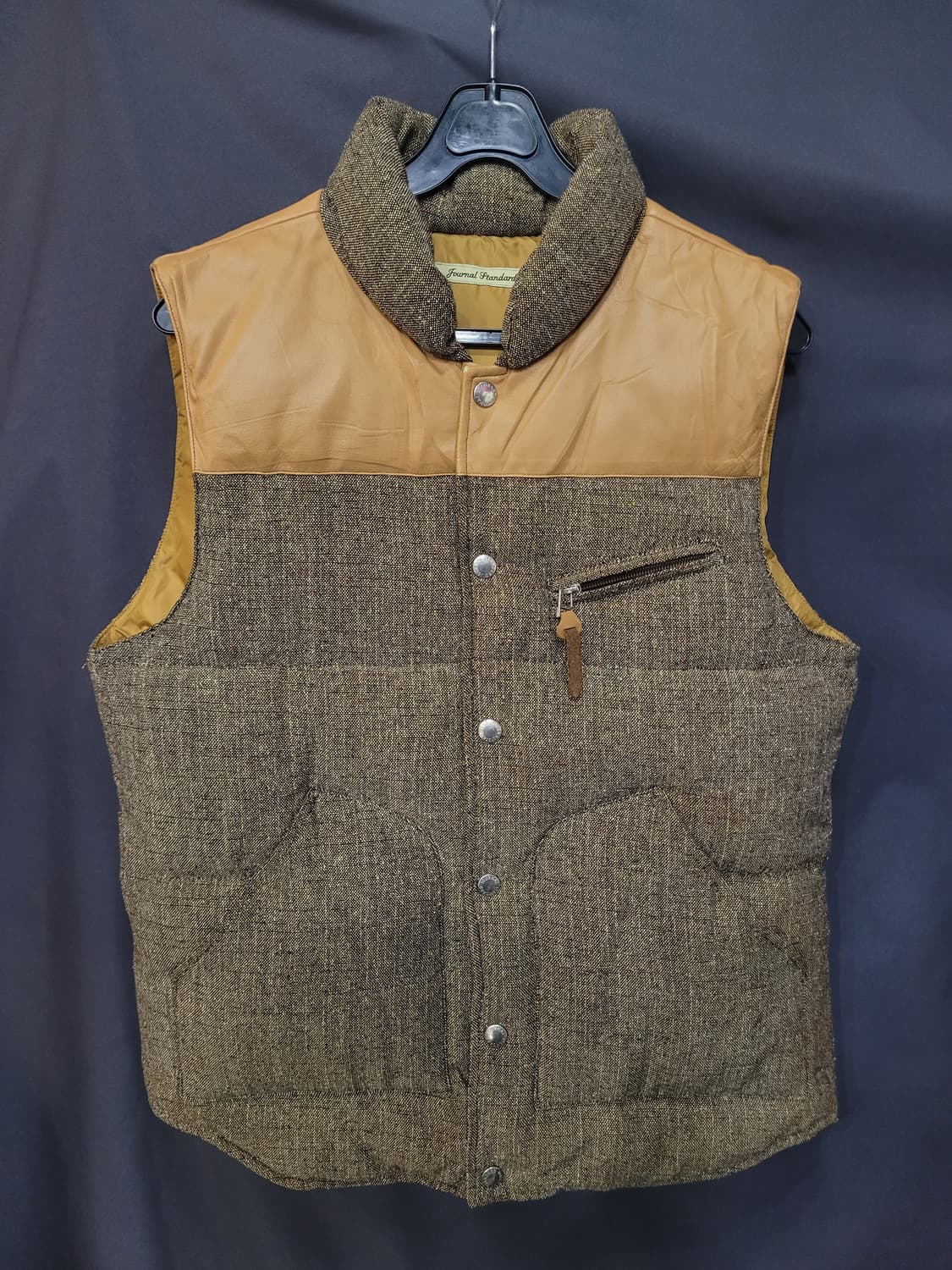 Journal Standard 저널스탠다스 빈티지 트위드 레더 다운베스트 상품이미지1