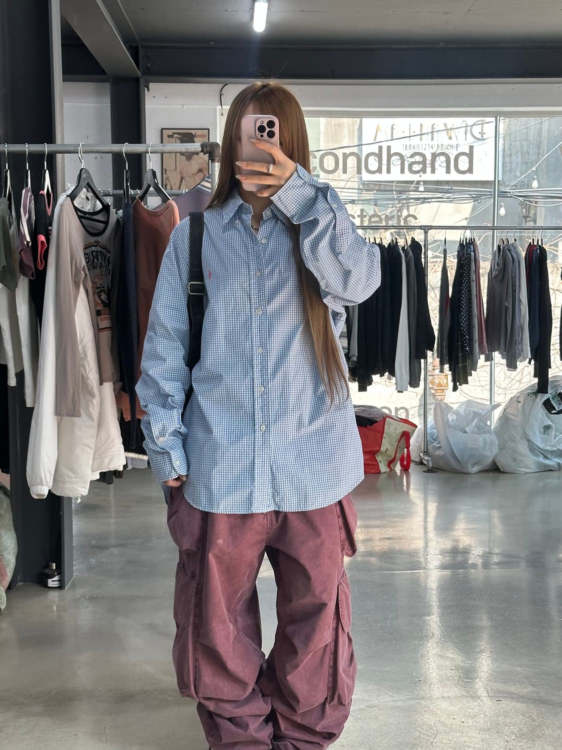 폴로랄프로렌 체크 핑크포니 셔츠 스카이블루 상품이미지3