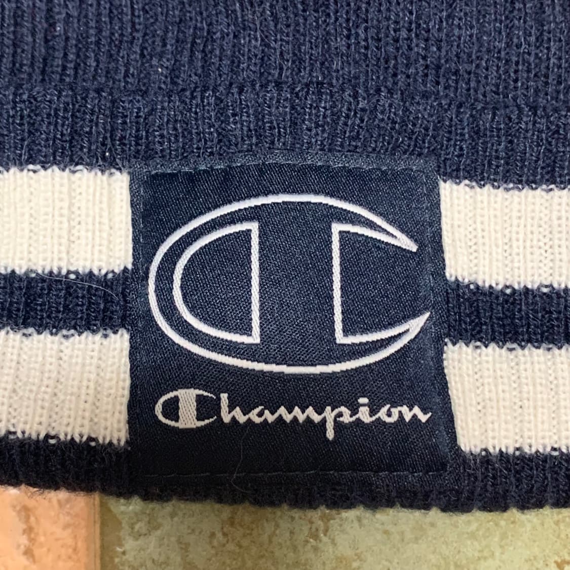 챔피온 빅로고 라인 니트 비니 네이비 상품이미지2