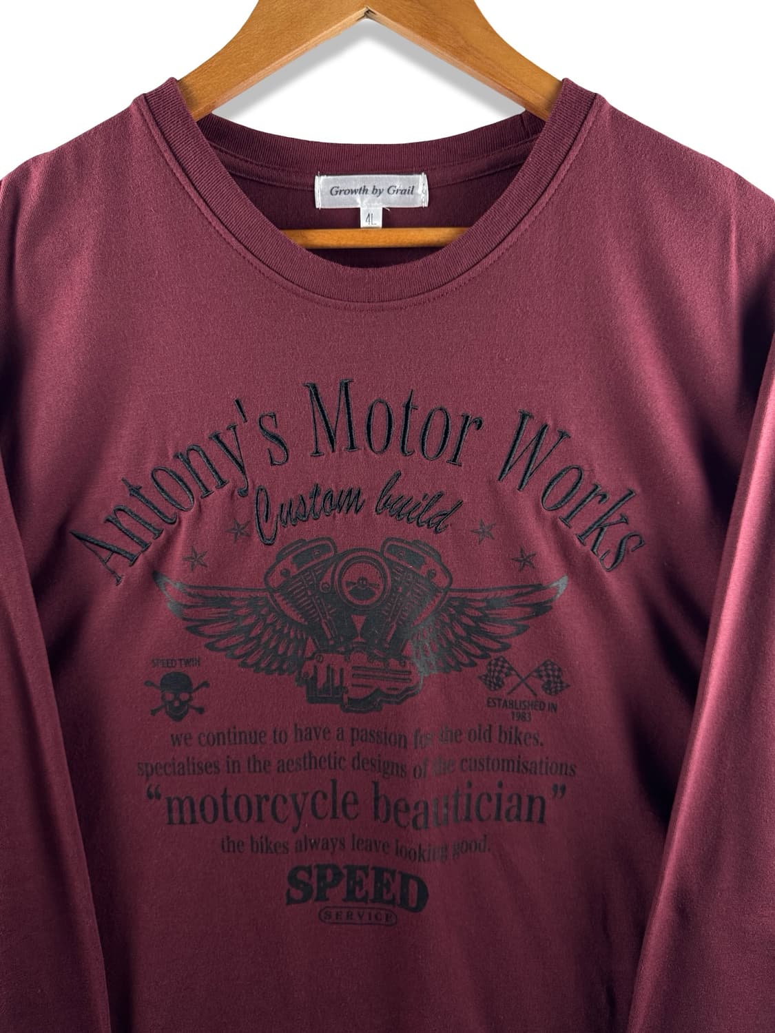 JPN Y2K 버건디 자수 롱슬리브2868 상품이미지3