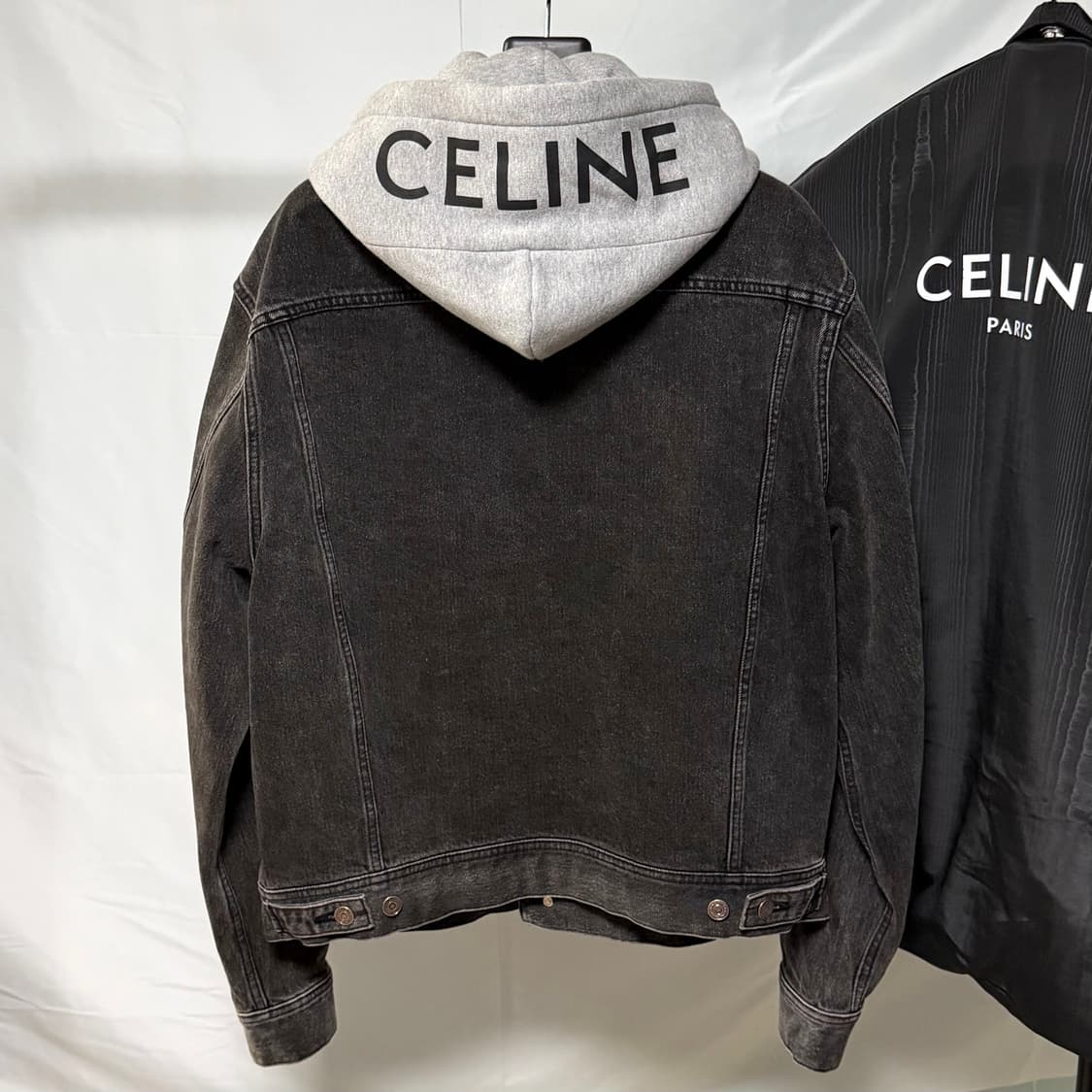[S+급/L] 셀린느 백로고 후드 데님 흑청자켓 상품이미지1