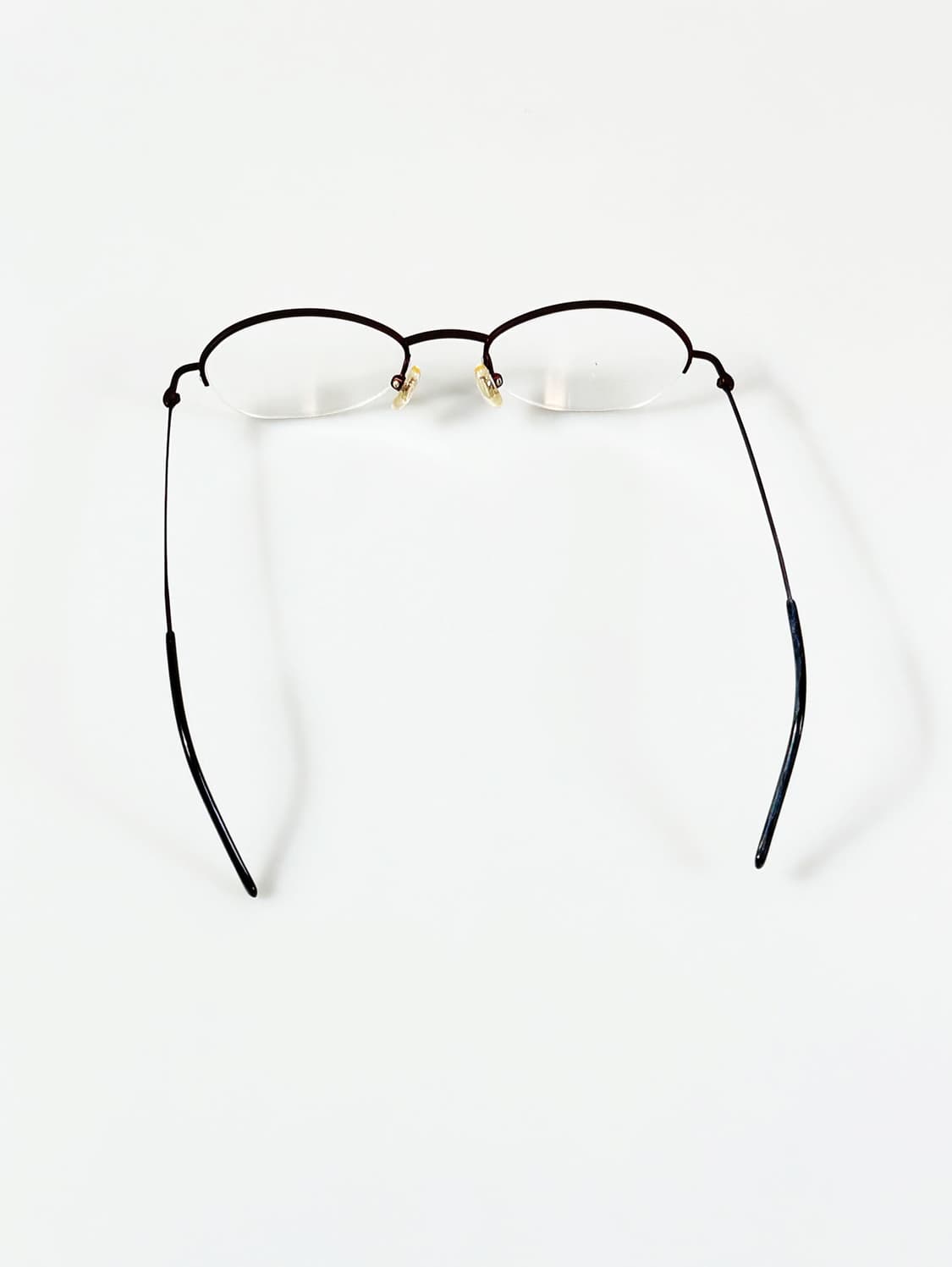 버건디 메탈 오벌 반무테 프레임 빈티지 안경 상품이미지5