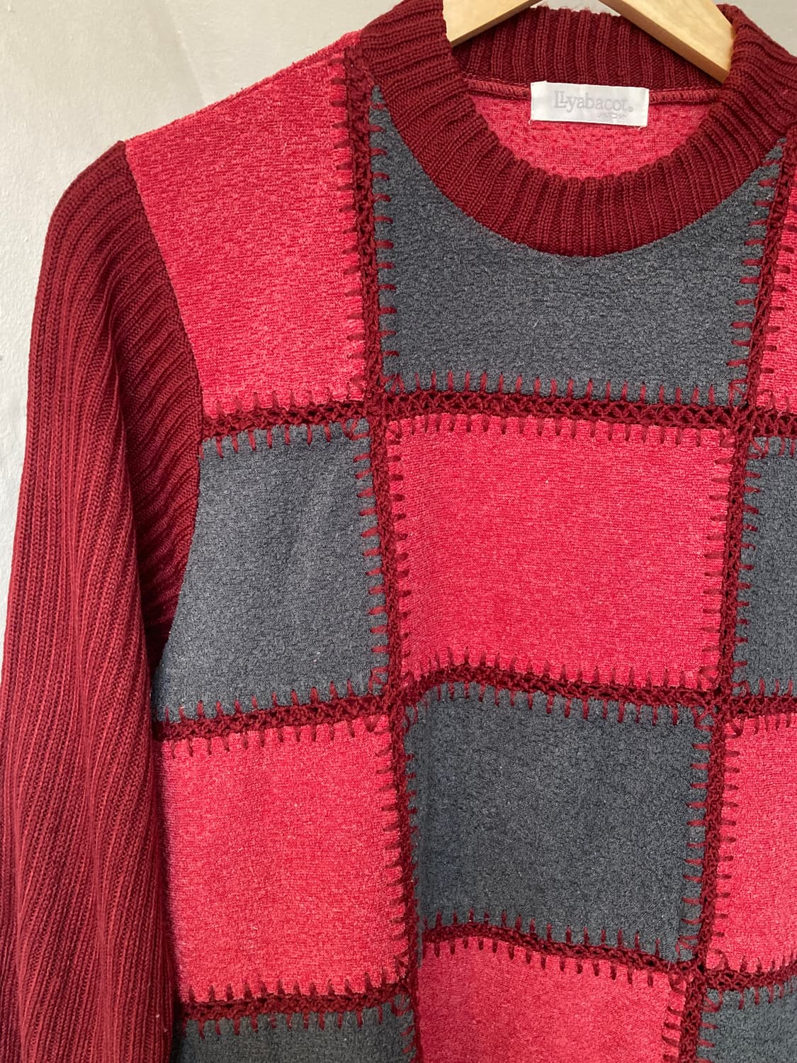 빈티지 버건디 패치 니트 상품이미지2