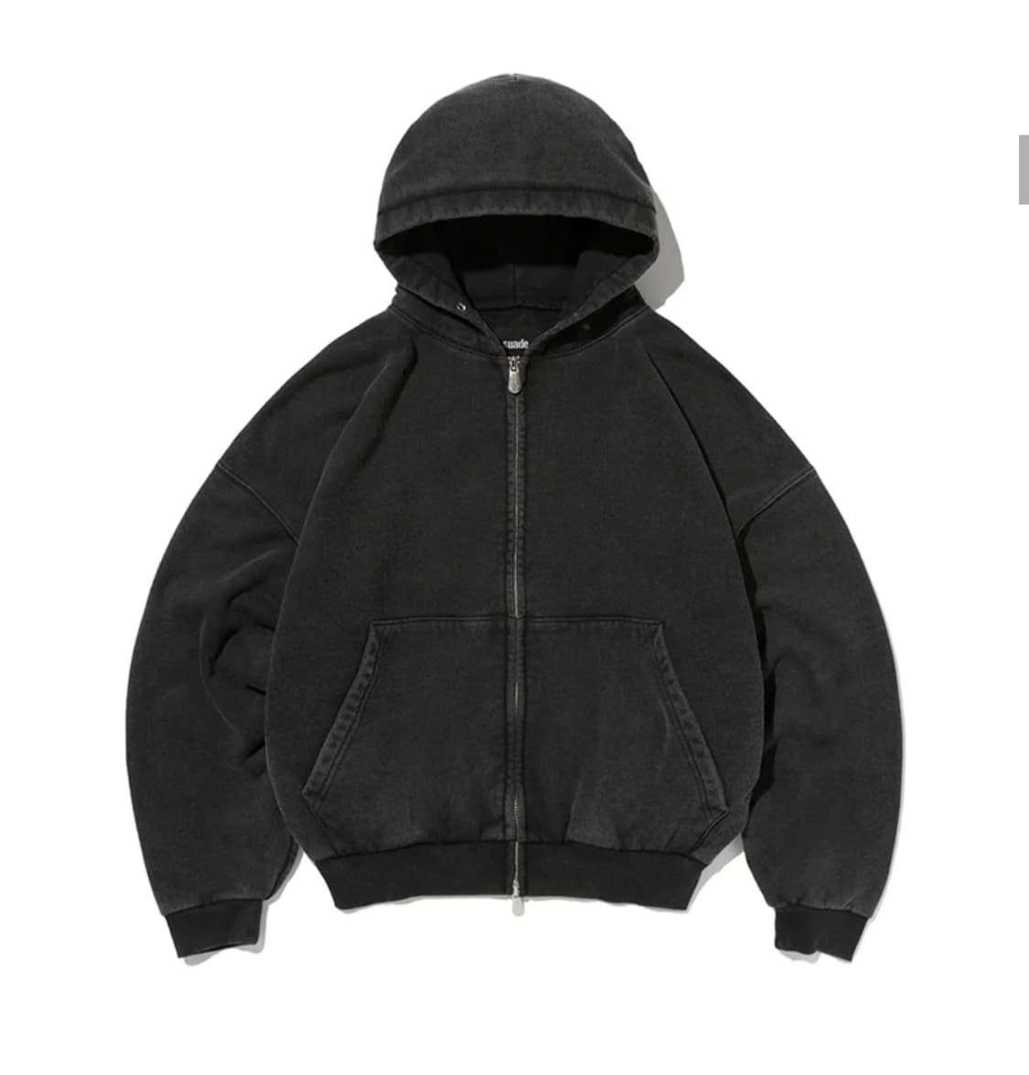 스웨이드 크롭 워시드 후드집업 블랙 상품이미지1