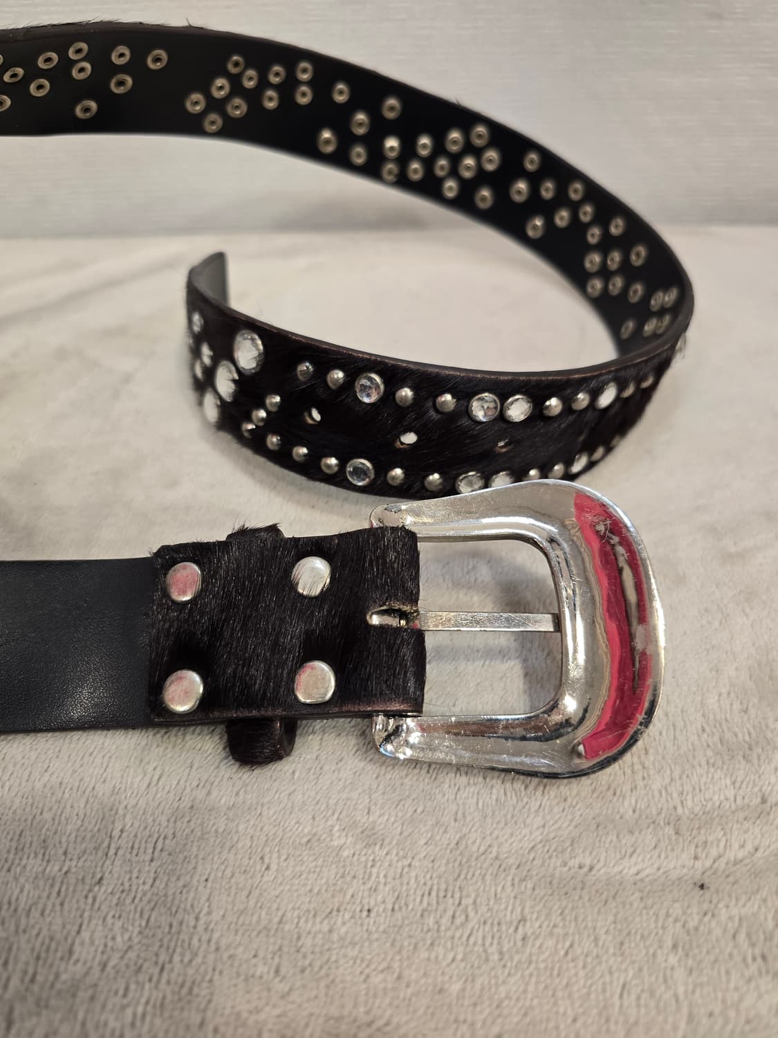 톰보이 웨스턴 스타일 스터드 장식 소가죽 벨트 남여공용 상품이미지5