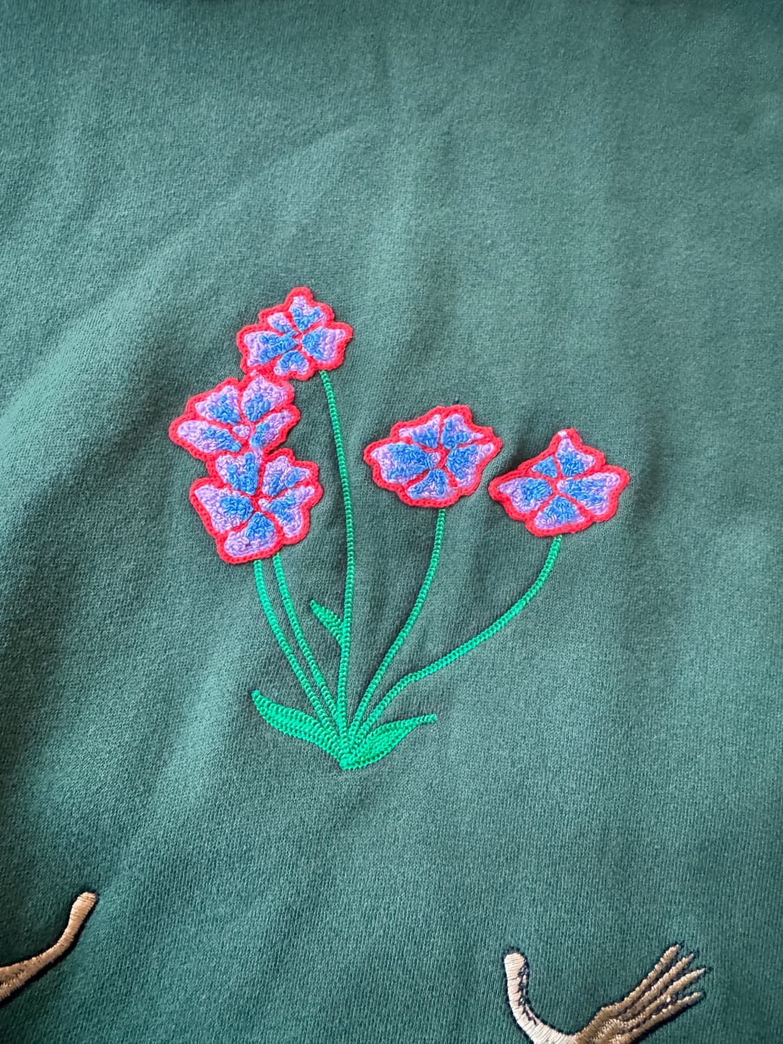 JUNGLES JUNGLES 자수 후드 (그린) 상품이미지3