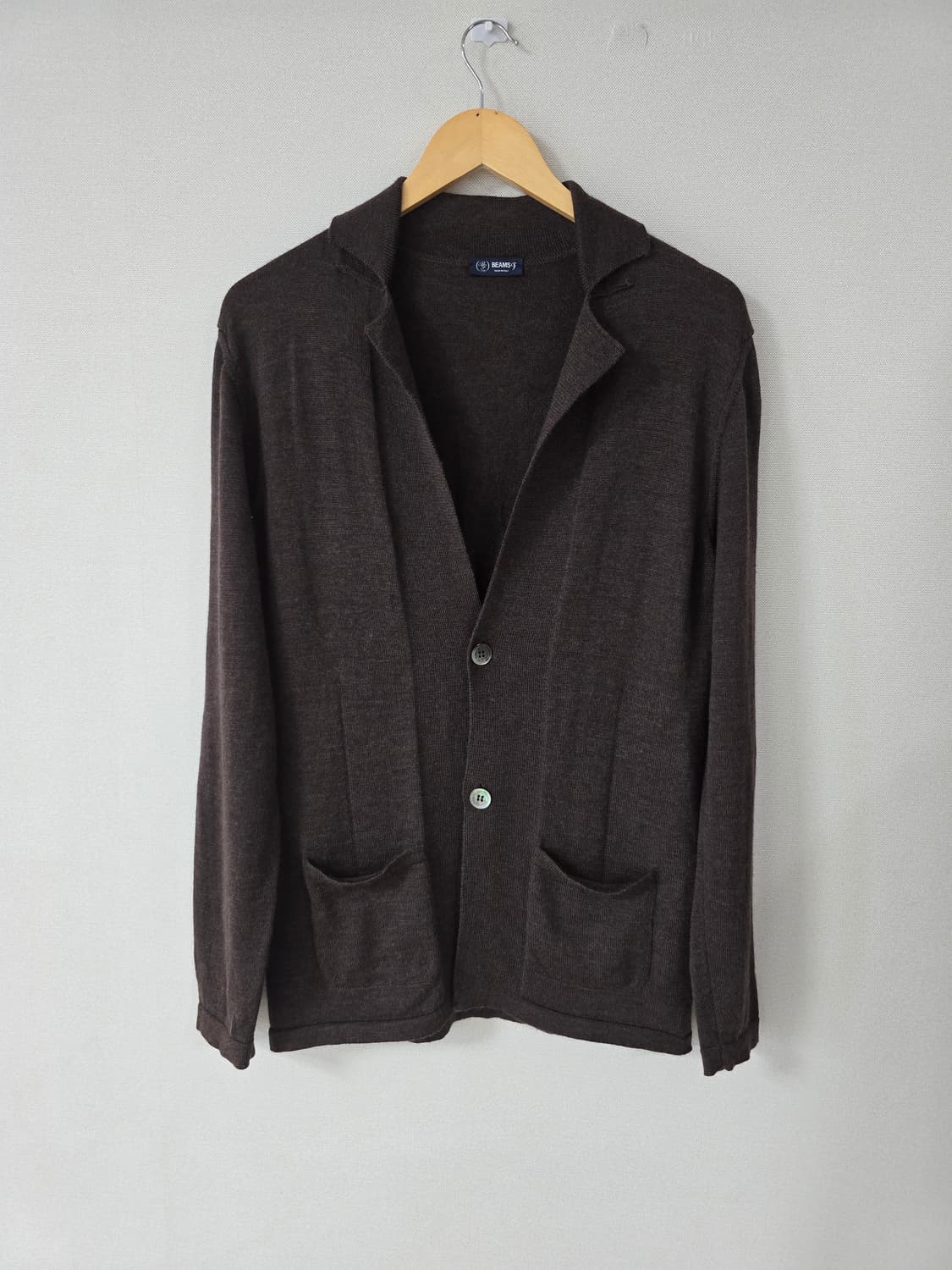 빔즈 정품 메리노울100% 카라 가디건 브라운 상품이미지1