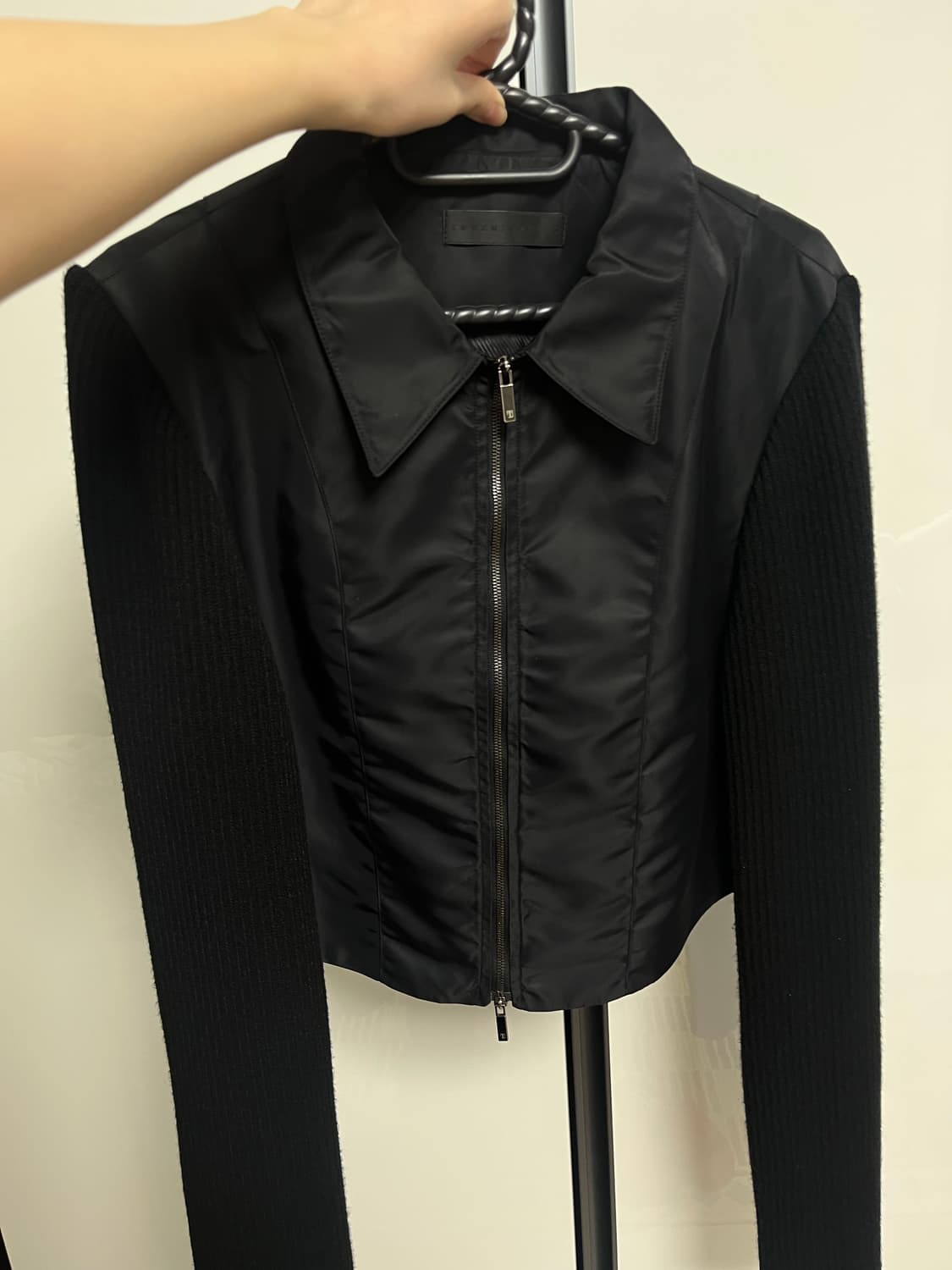 트리밍버드 니트 슬리브 크롭 자켓 블랙 상품이미지4