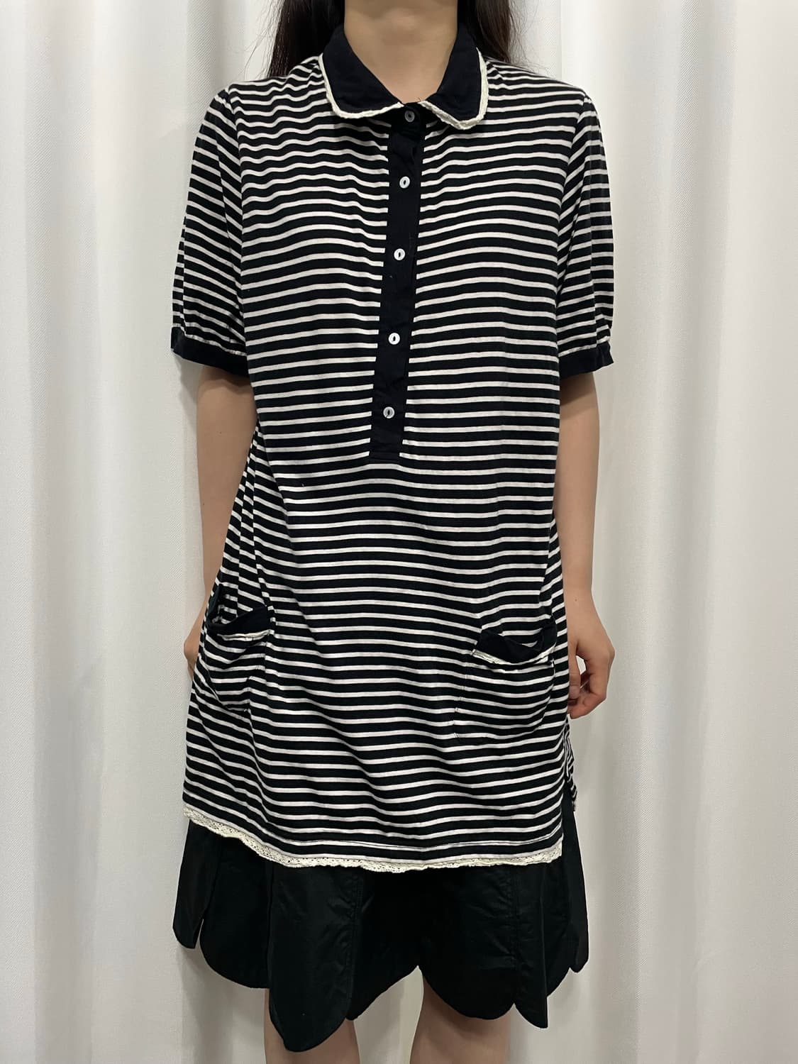 stripe lace pk top 상품이미지2