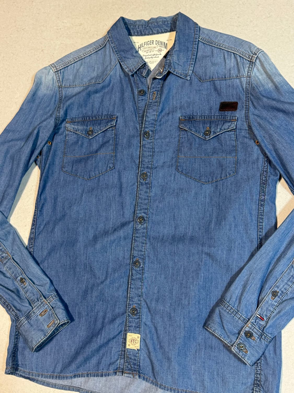 타미힐피거 페이딩 데님 셔츠 M 상품이미지3