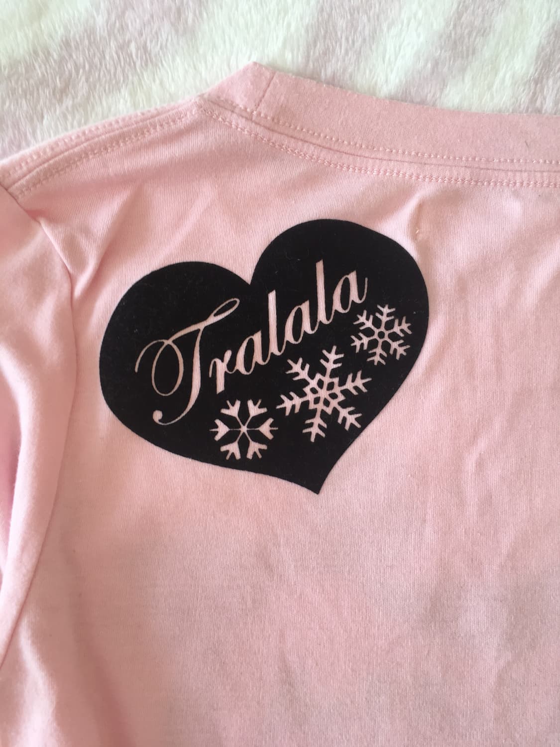 트랄라라 핑크 눈꽃 롱슬리브 티셔츠 레터링 리본 히메갸루 상품이미지6