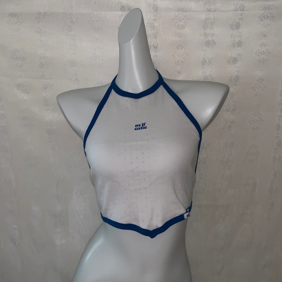 블루 화이트 홀터넥 탑 상품이미지1