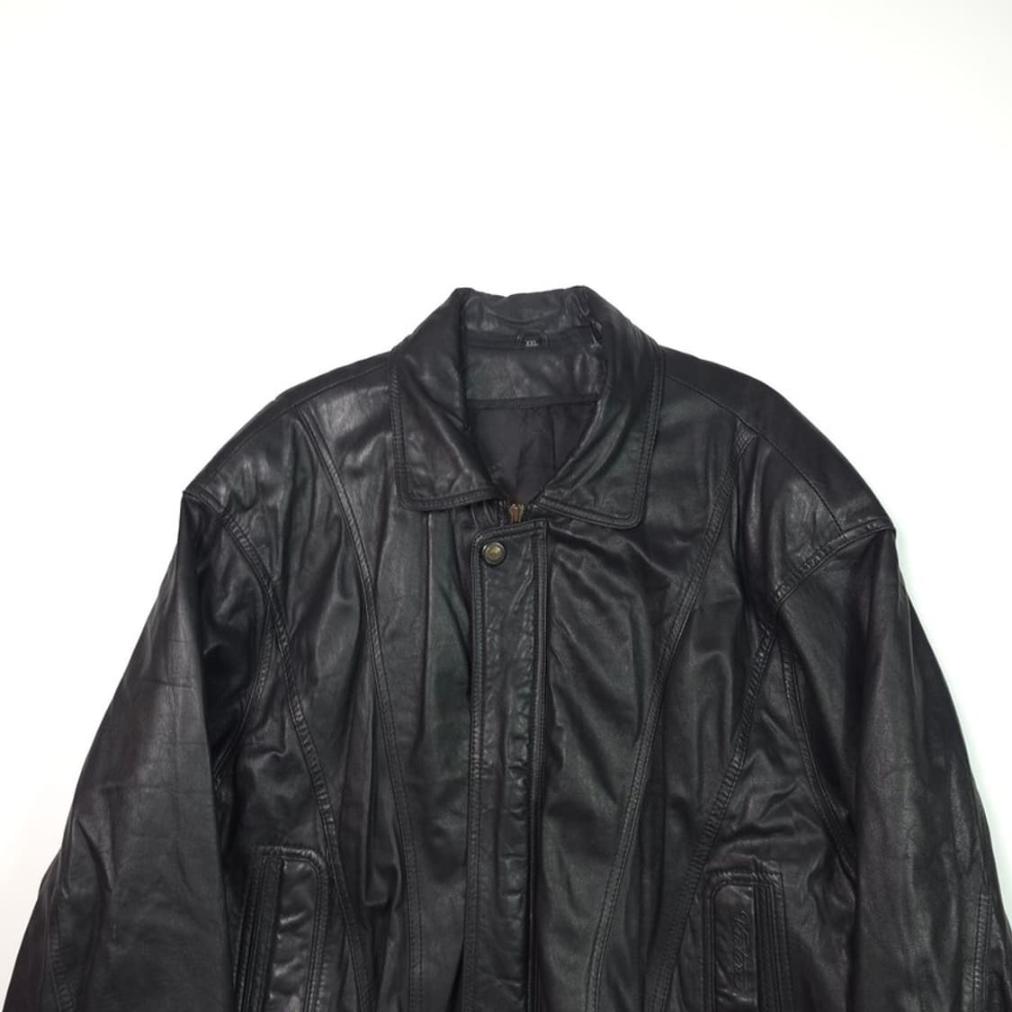 Vintage 오버핏 블랙 리얼 레더 블루종 XXL 상품이미지3