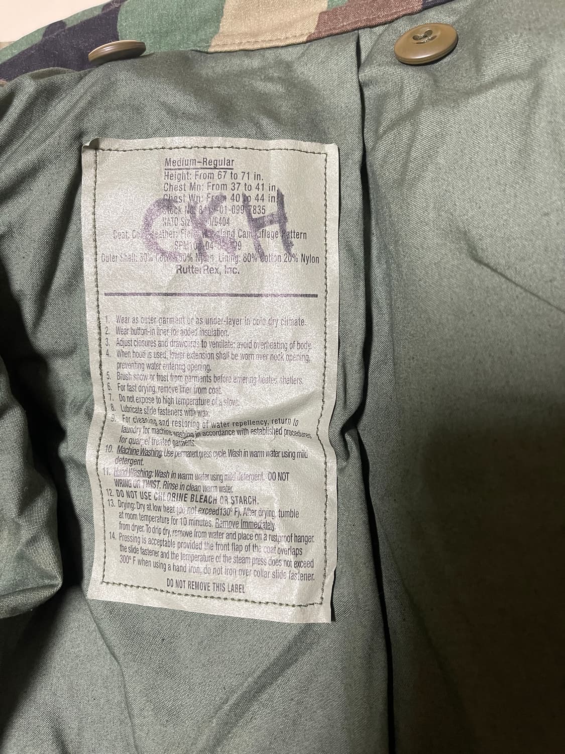 미군 오리지날 M65 필드 자켓 우드랜드 카모 M-R 상품이미지4