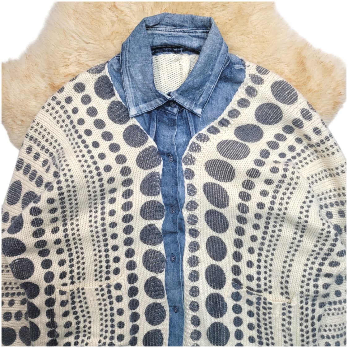 도트 데님 셔츠 가디건 상품이미지2