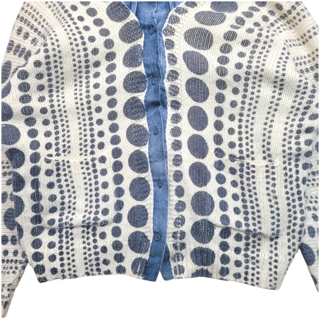 도트 데님 셔츠 가디건 상품이미지3