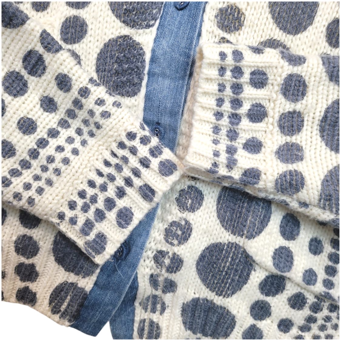 도트 데님 셔츠 가디건 상품이미지4