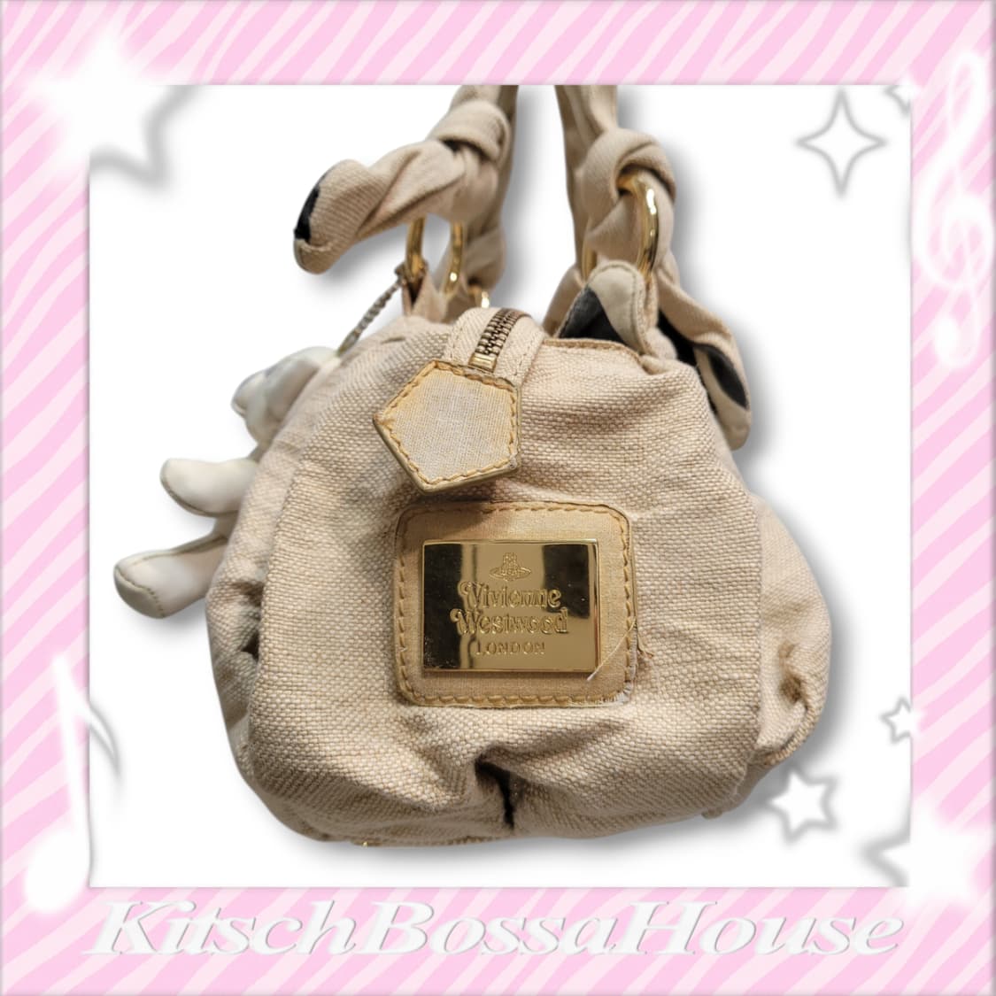 비비안웨스트우드 베티나 베이지 골드 린넨 숄더백 상품이미지2