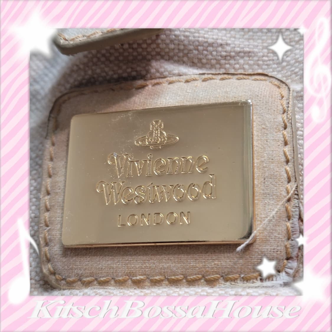 비비안웨스트우드 베티나 베이지 골드 린넨 숄더백 상품이미지3