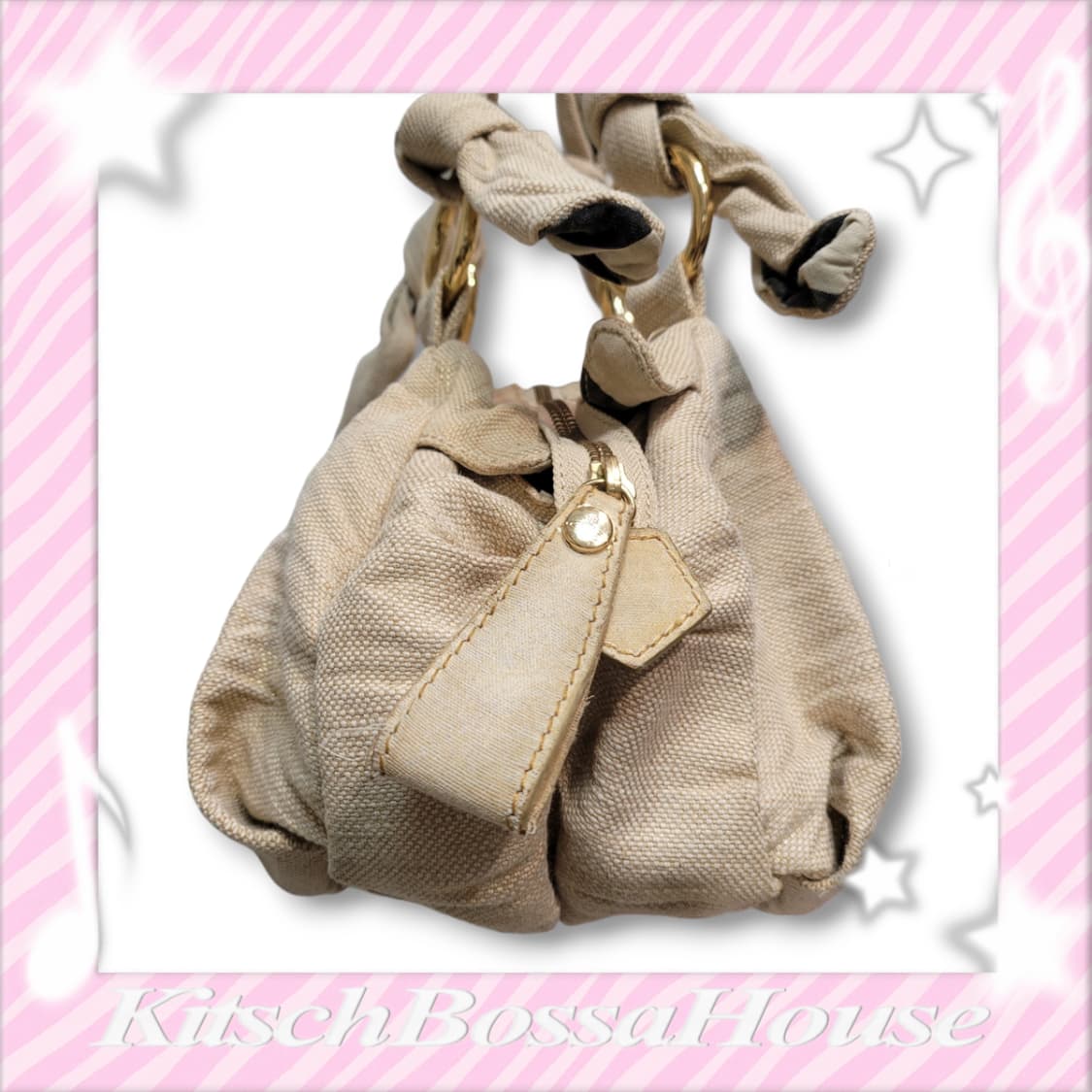 비비안웨스트우드 베티나 베이지 골드 린넨 숄더백 상품이미지5