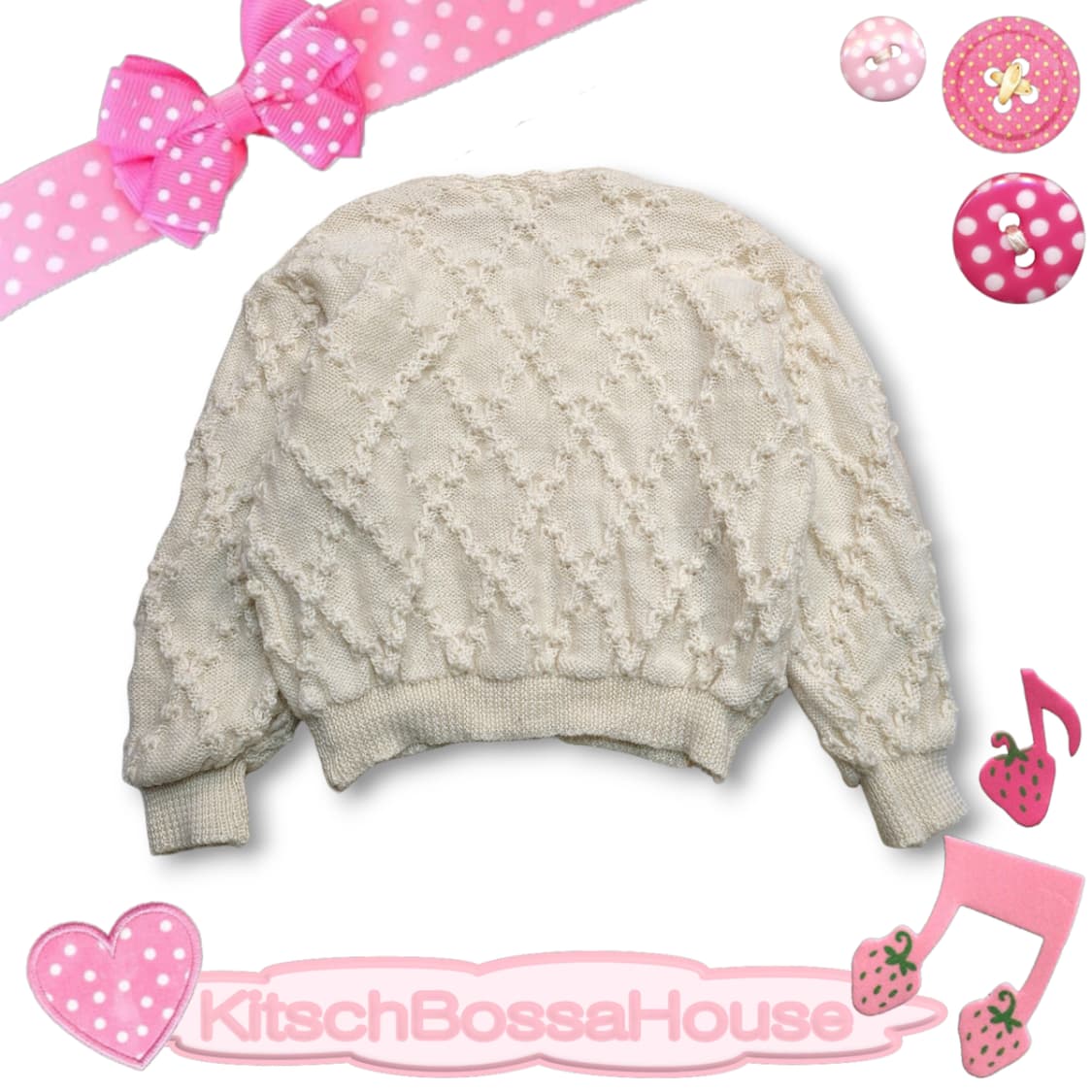 JPN 울 패턴 폼폼 플라워 레이스 니트 가디건 상품이미지4