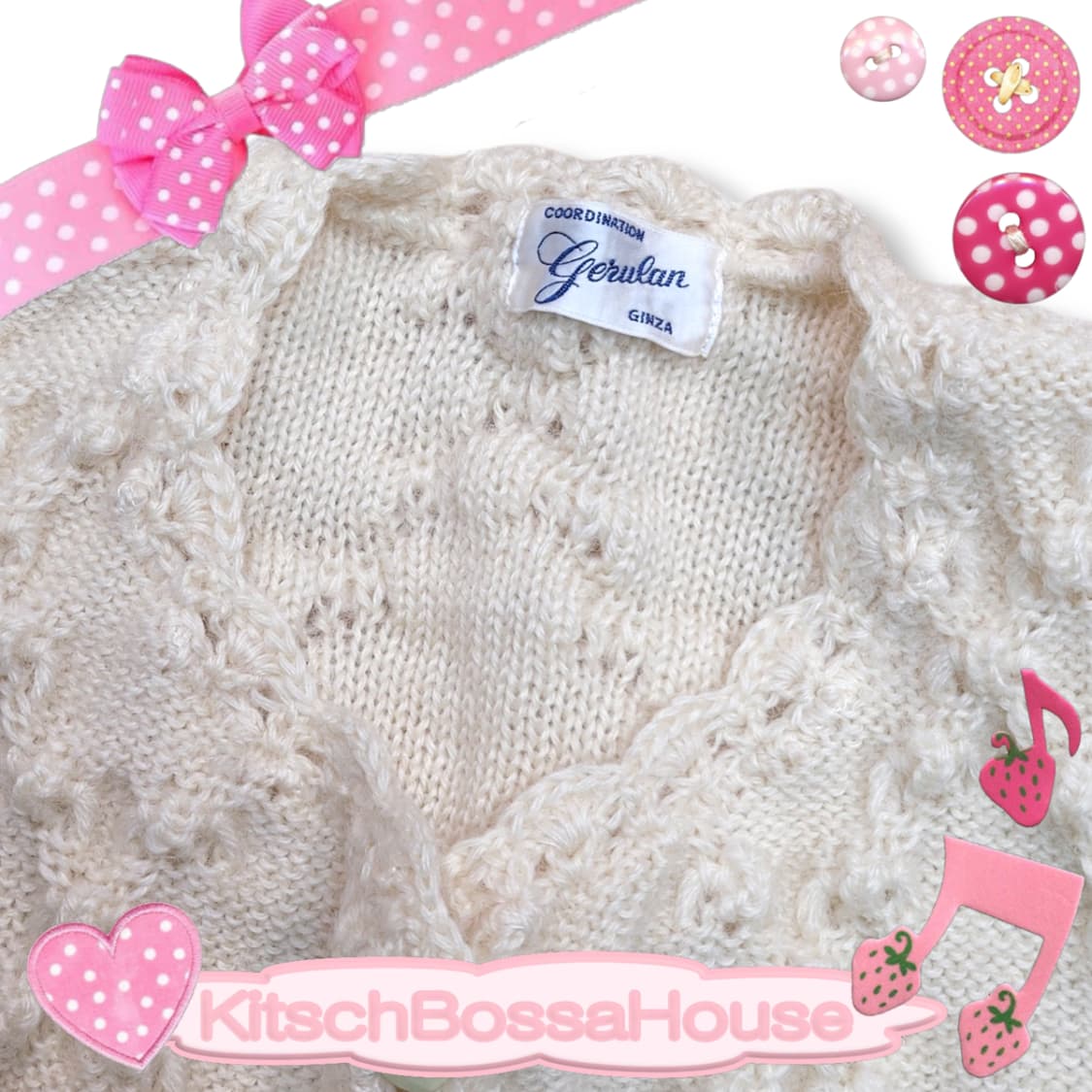 JPN 울 패턴 폼폼 플라워 레이스 니트 가디건 상품이미지5