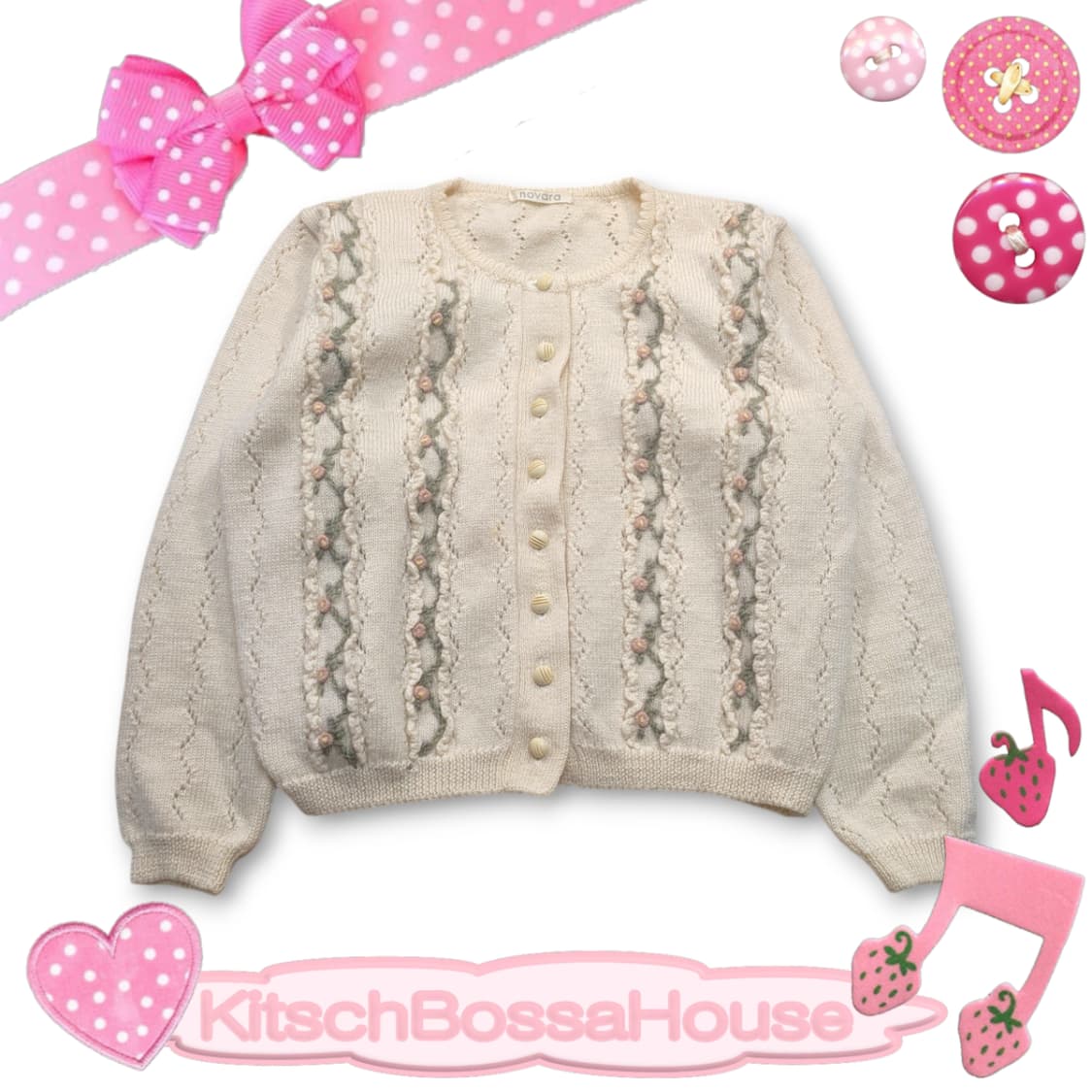 NOVARA JPN 일본 빈티지 플라워 모리걸 울 가디건 상품이미지1