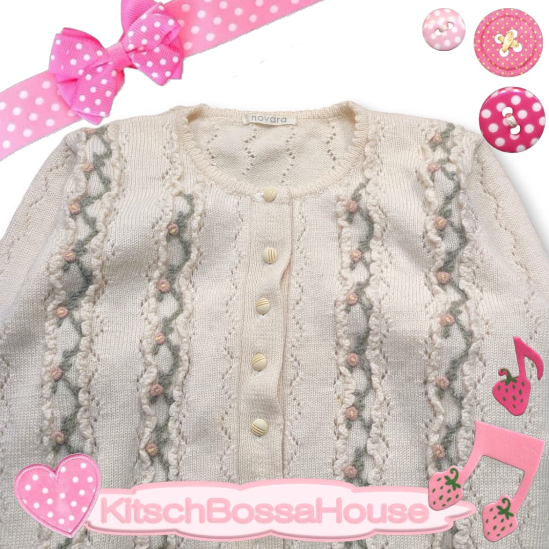 NOVARA JPN 일본 빈티지 플라워 모리걸 울 가디건 상품이미지2