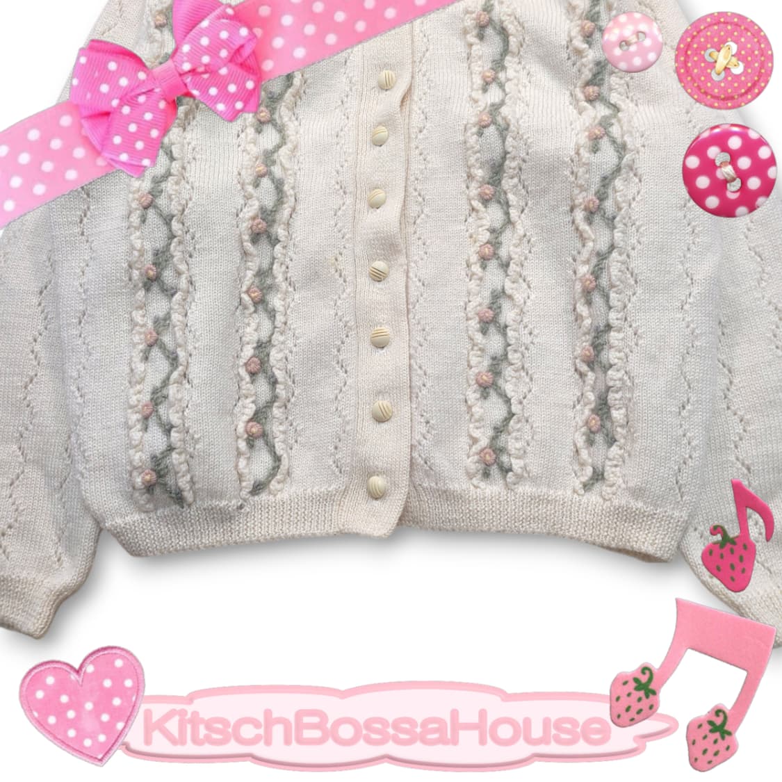 NOVARA JPN 일본 빈티지 플라워 모리걸 울 가디건 상품이미지3