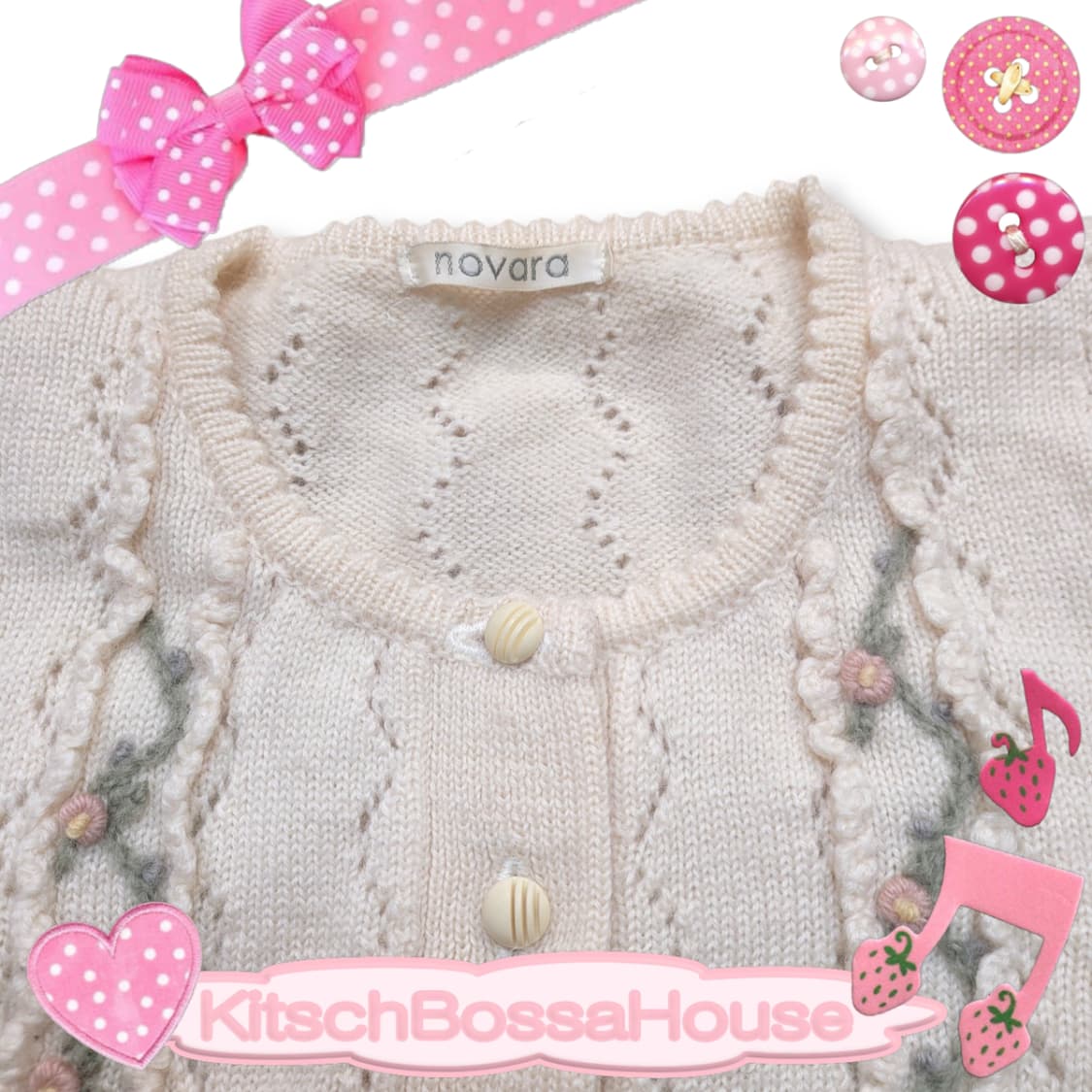 NOVARA JPN 일본 빈티지 플라워 모리걸 울 가디건 상품이미지8