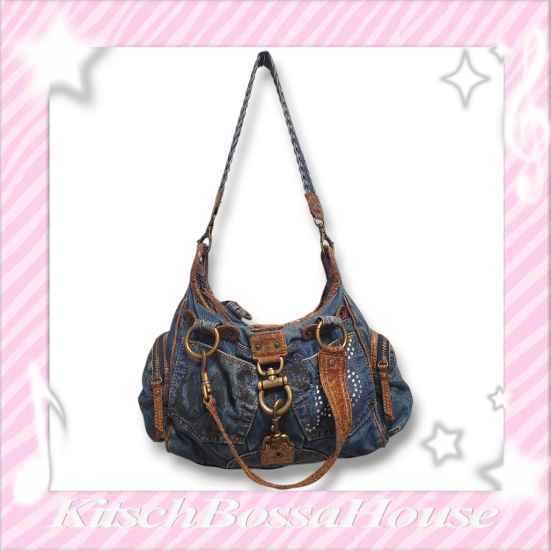 GUESS 게스 90s 빈티지 데님 핸드 숄더백 상품이미지3