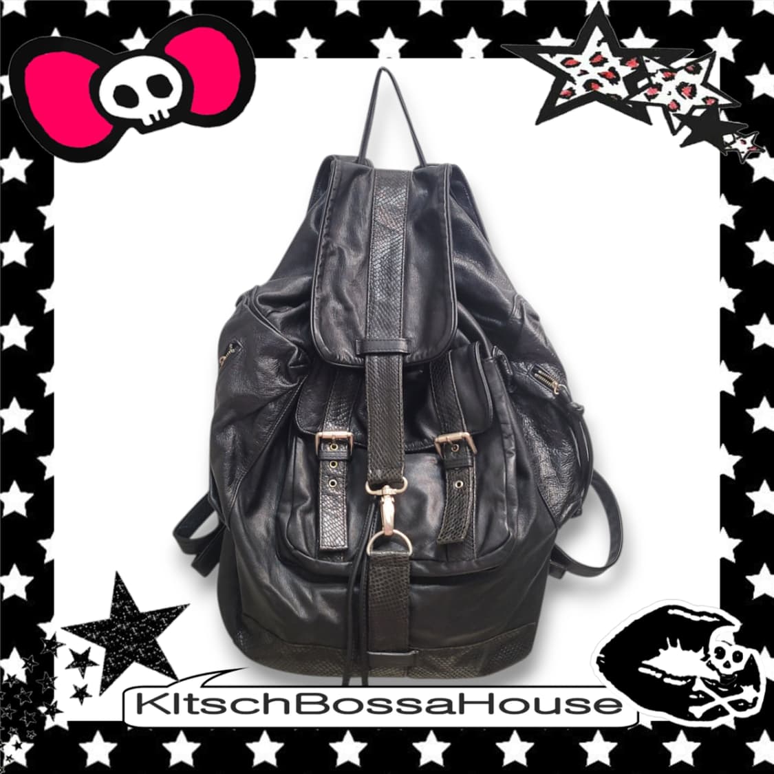 빈티지 가죽 블랙 백팩 상품이미지1