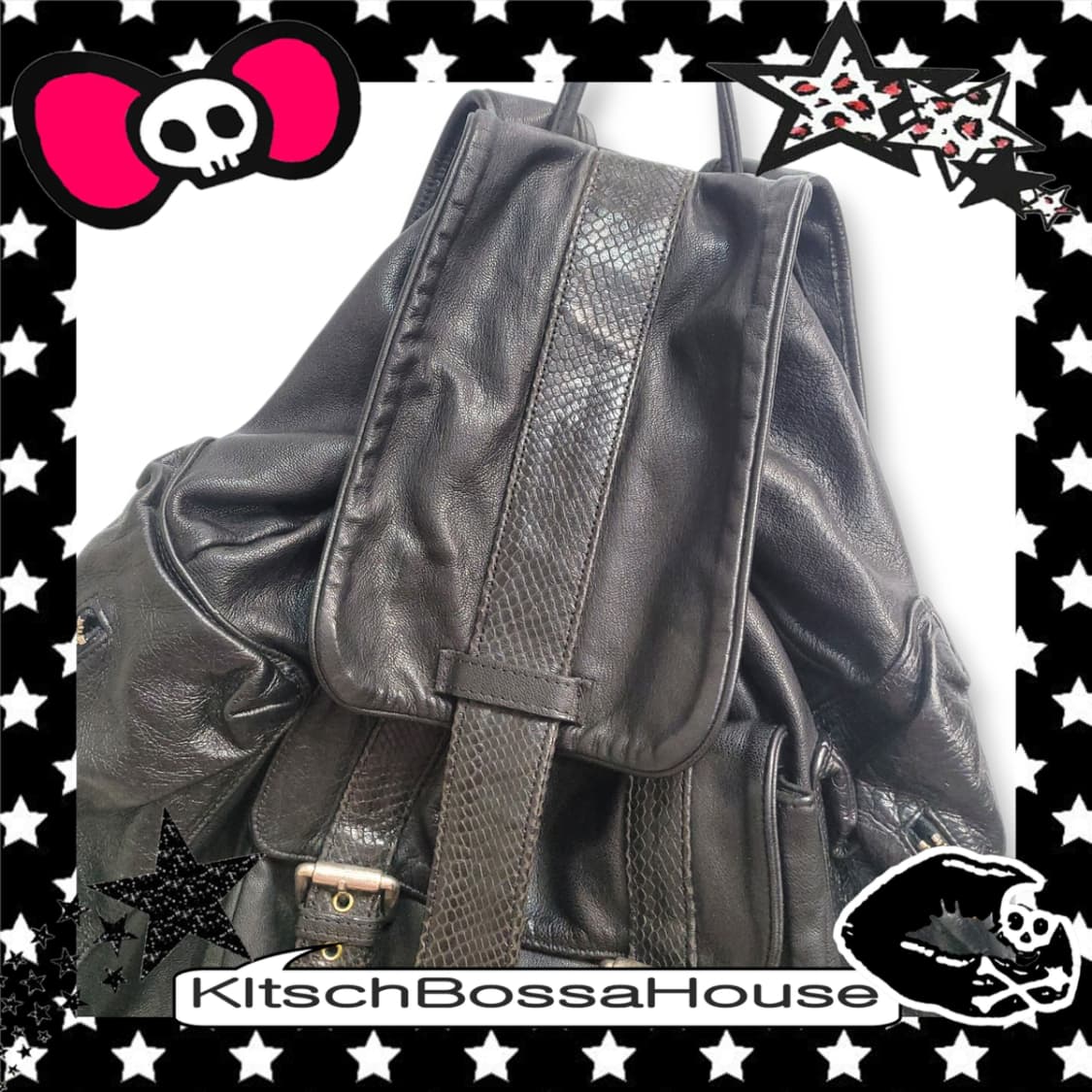 빈티지 가죽 블랙 백팩 상품이미지2