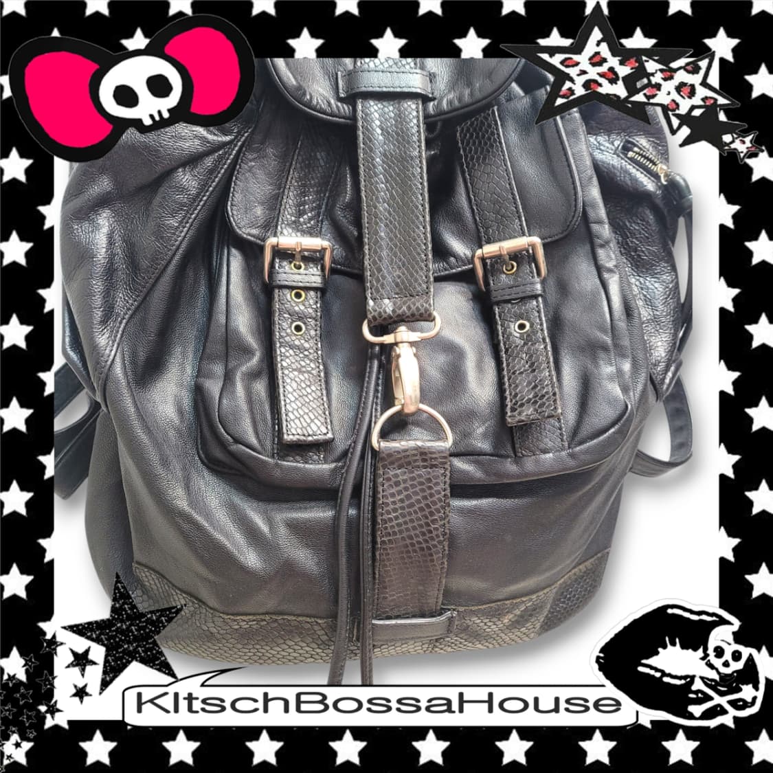 빈티지 가죽 블랙 백팩 상품이미지3