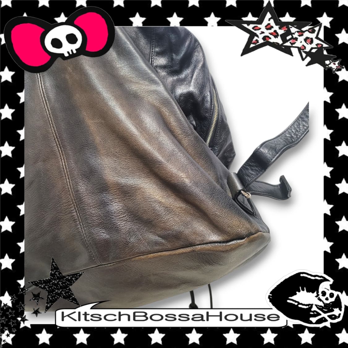 빈티지 가죽 블랙 백팩 상품이미지6