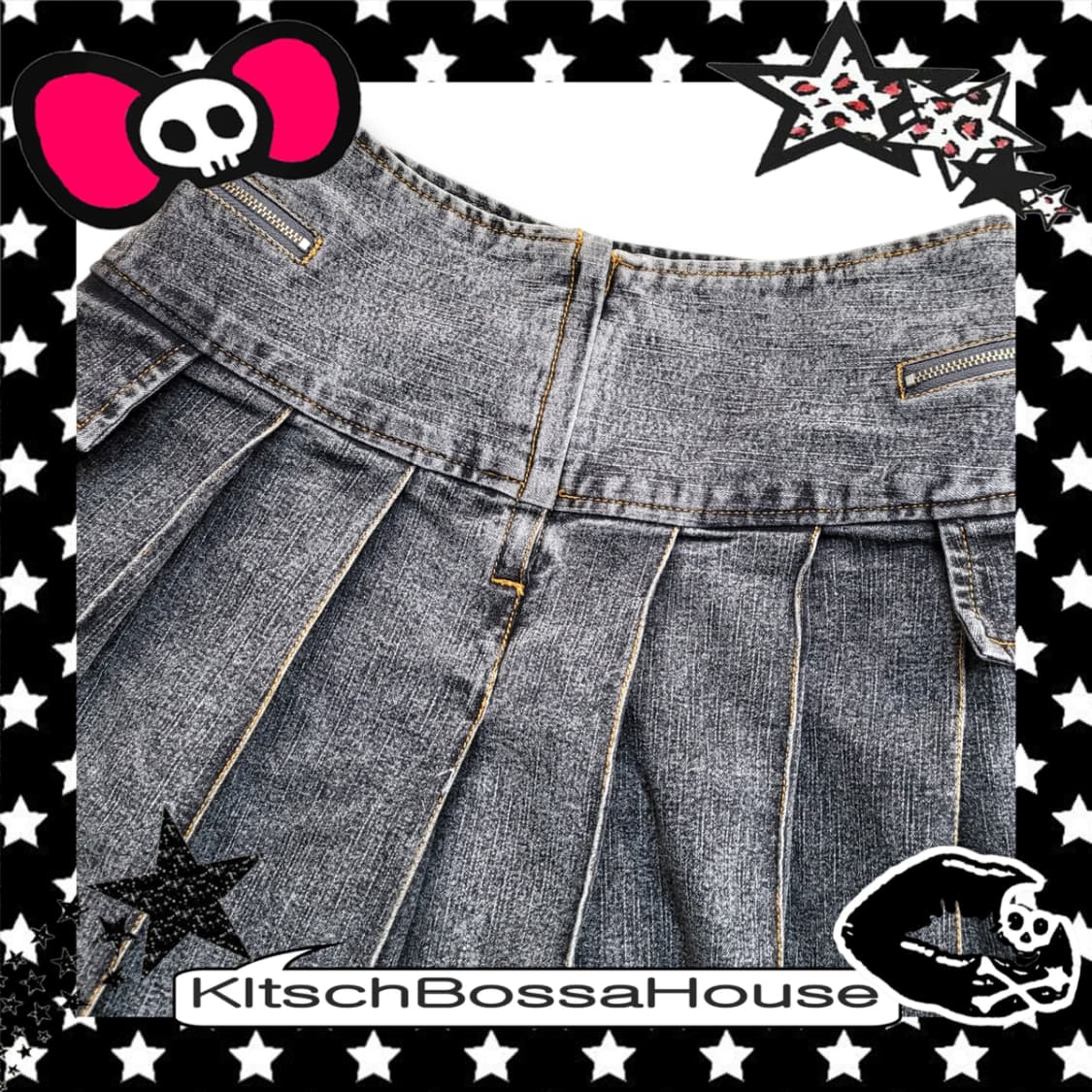 JPN 빈티지 워싱 플리츠 포켓 데님 스커트 상품이미지2