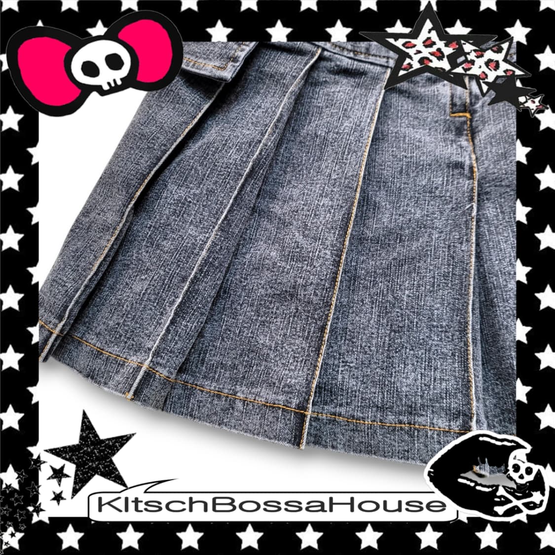 JPN 빈티지 워싱 플리츠 포켓 데님 스커트 상품이미지3