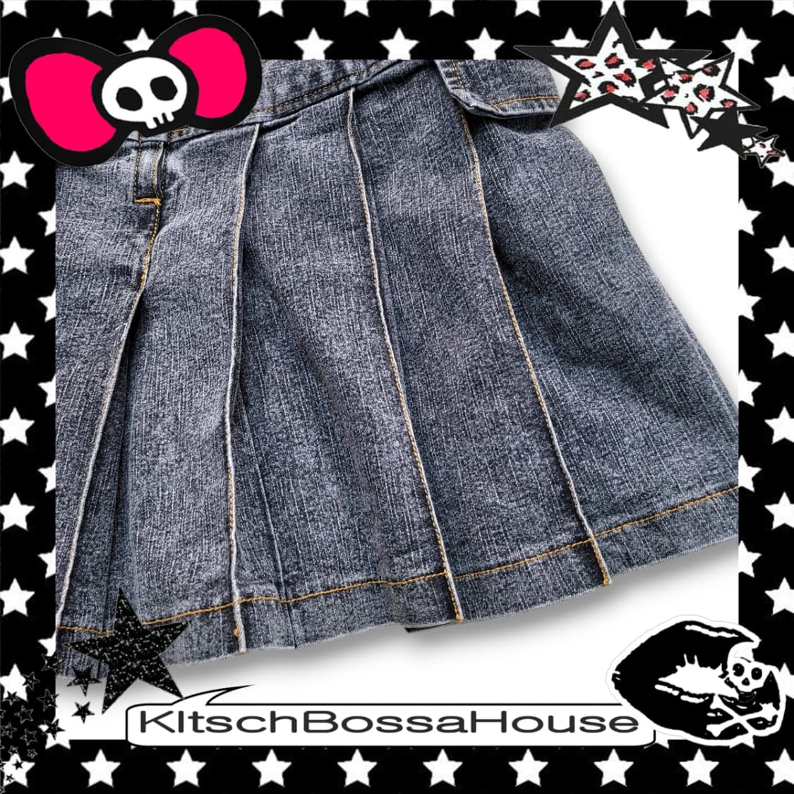 JPN 빈티지 워싱 플리츠 포켓 데님 스커트 상품이미지4