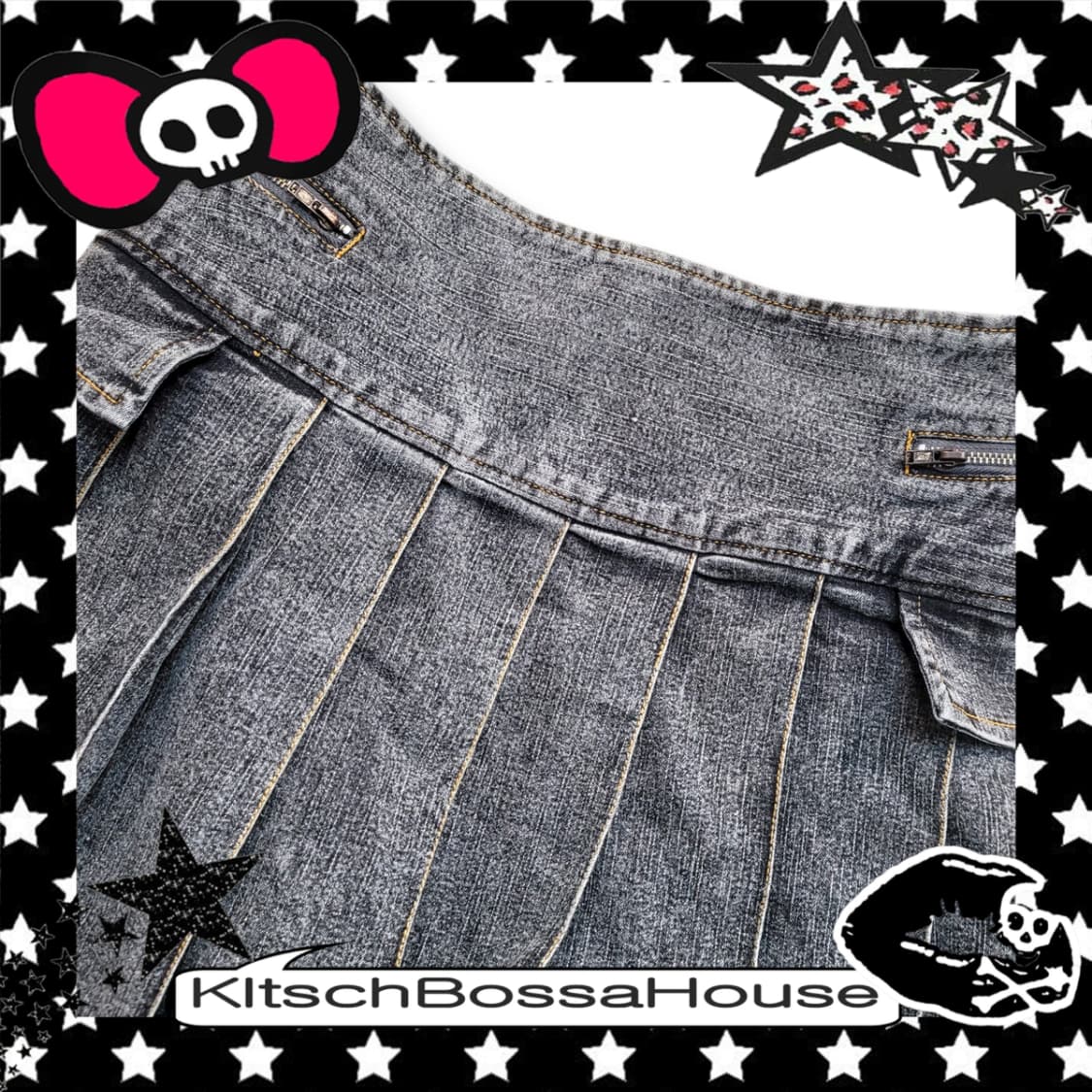 JPN 빈티지 워싱 플리츠 포켓 데님 스커트 상품이미지6