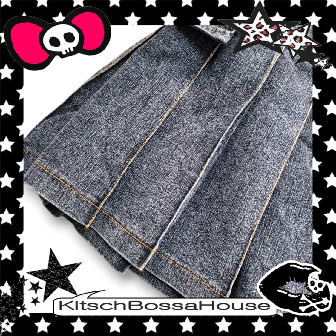 JPN 빈티지 워싱 플리츠 포켓 데님 스커트 상품이미지7