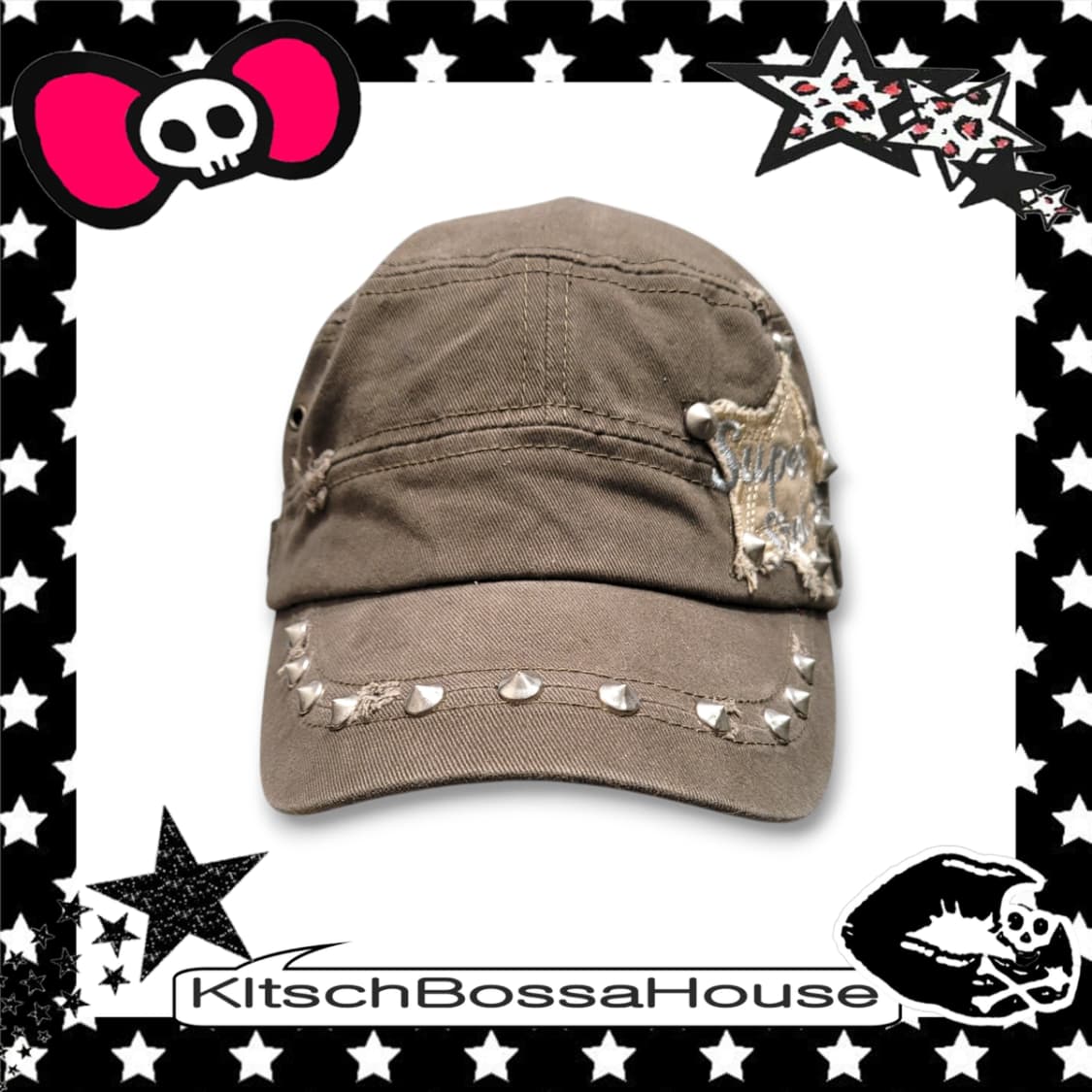 Y2K 그런지 스터드 빈티지 별 캡 모자 상품이미지2